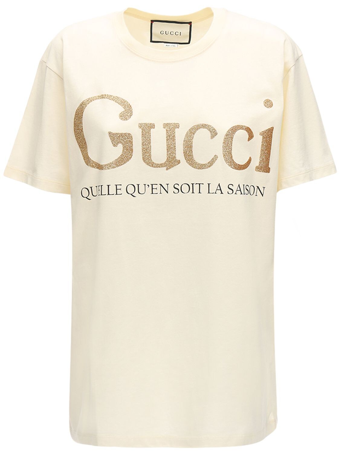 Gucci Glitter Logo Print Jersey T-shirt In White | ModeSens