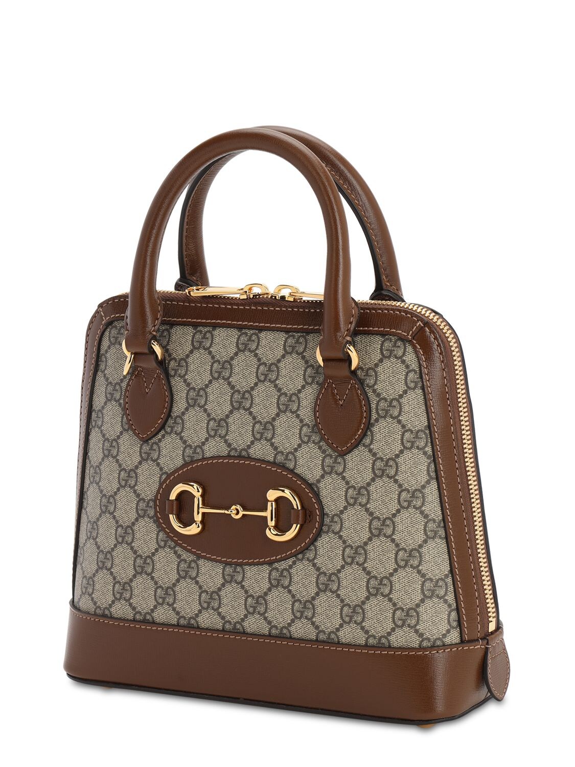 Shop Gucci 1955 Horsebit Gg Supreme Shoulder Bag In Brown