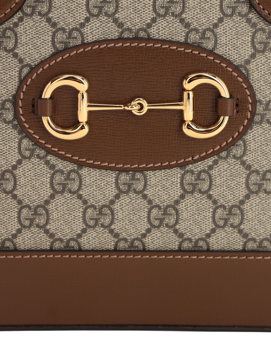 Shop Gucci 1955 Horsebit Gg Supreme Shoulder Bag In Brown