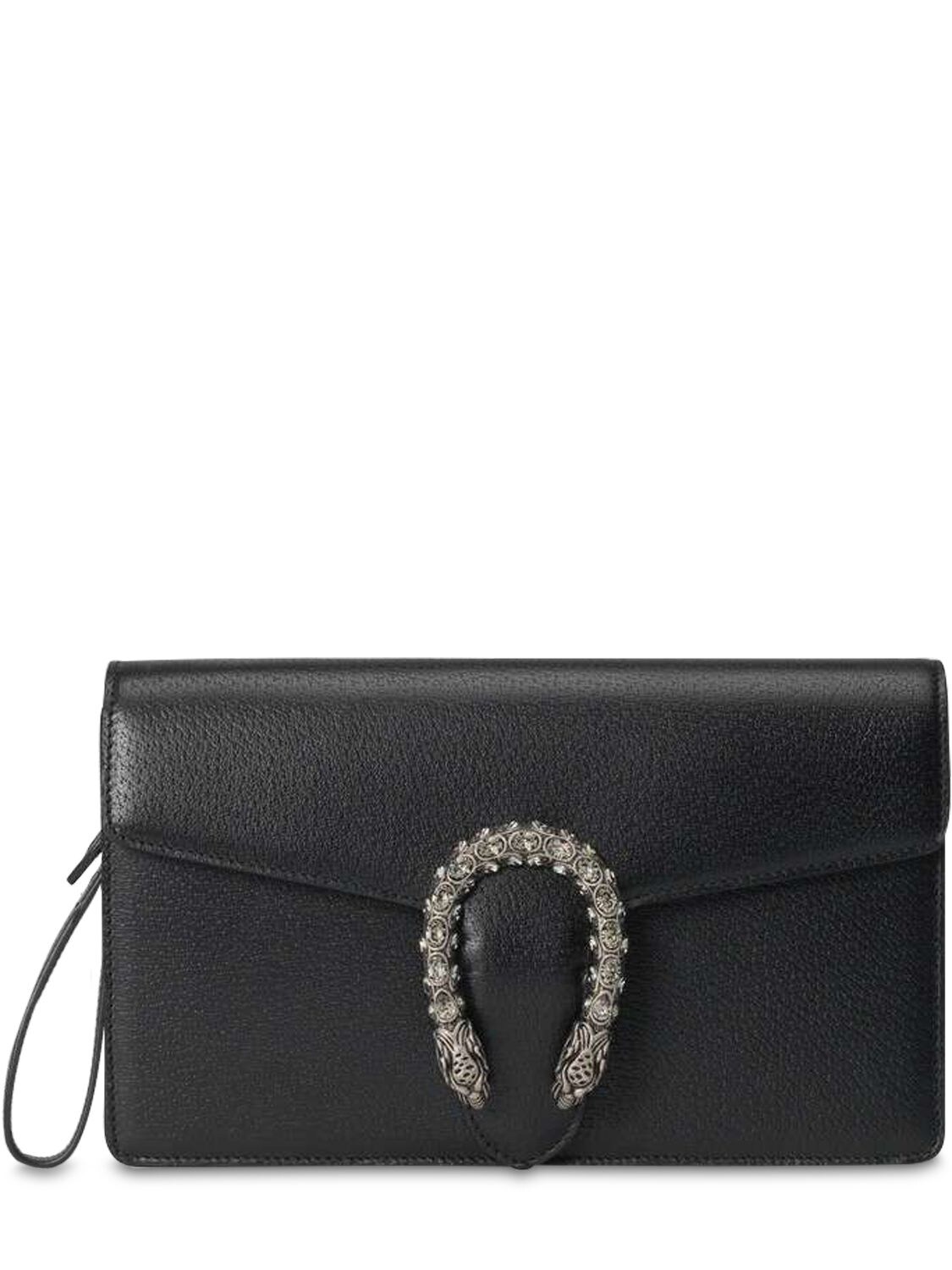 GUCCI DIONYSUS CRYSTAL BUCKLE LEATHER CLUTCH,71IH0I015-ODE3NG2