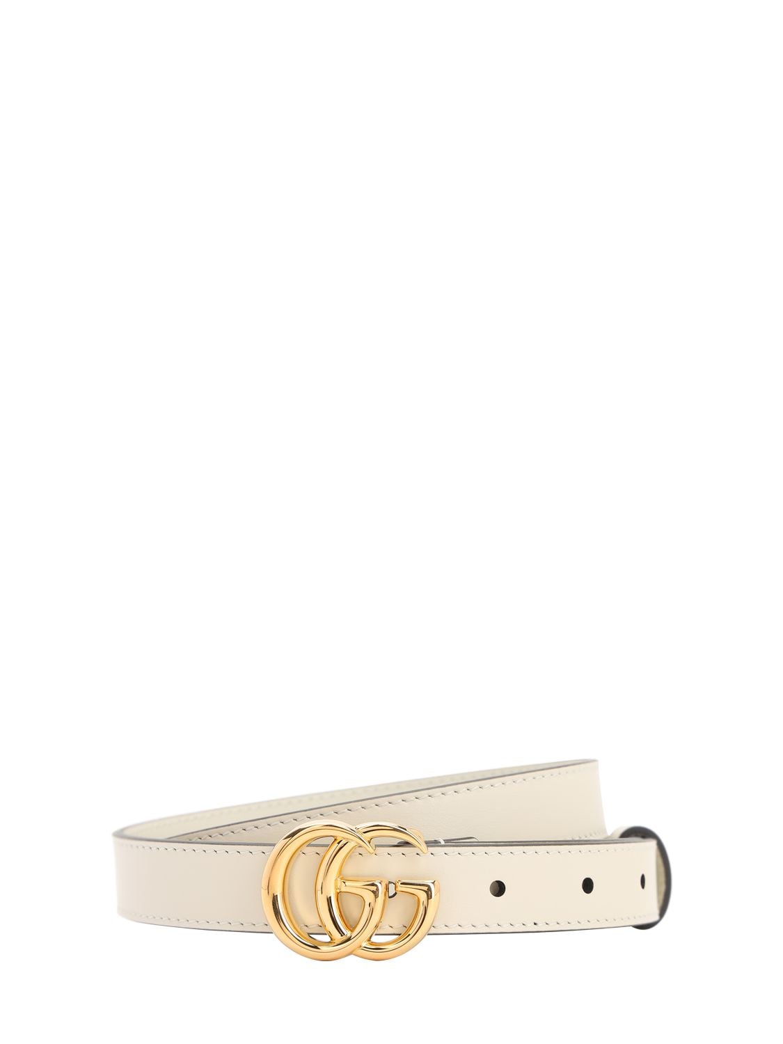 Gucci 20mm Gg Marmont Shiny Leather Belt In Mystic White