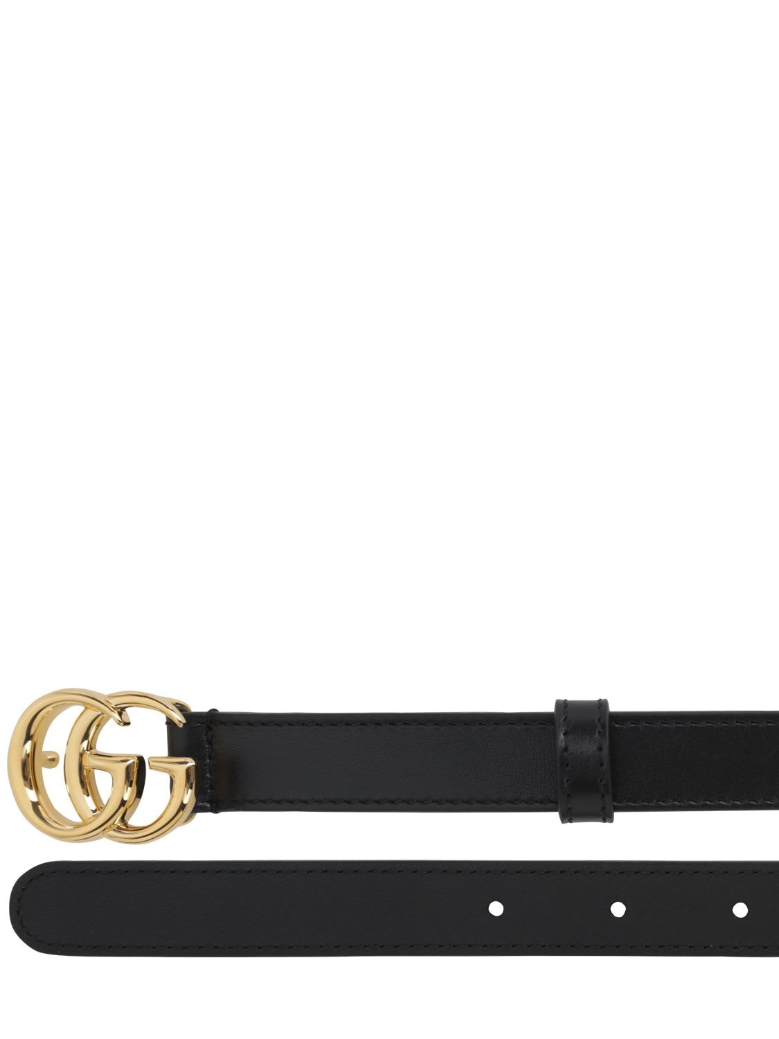 Gucci Gg Marmont Leather Belt With Shiny Buckle In Black | ModeSens