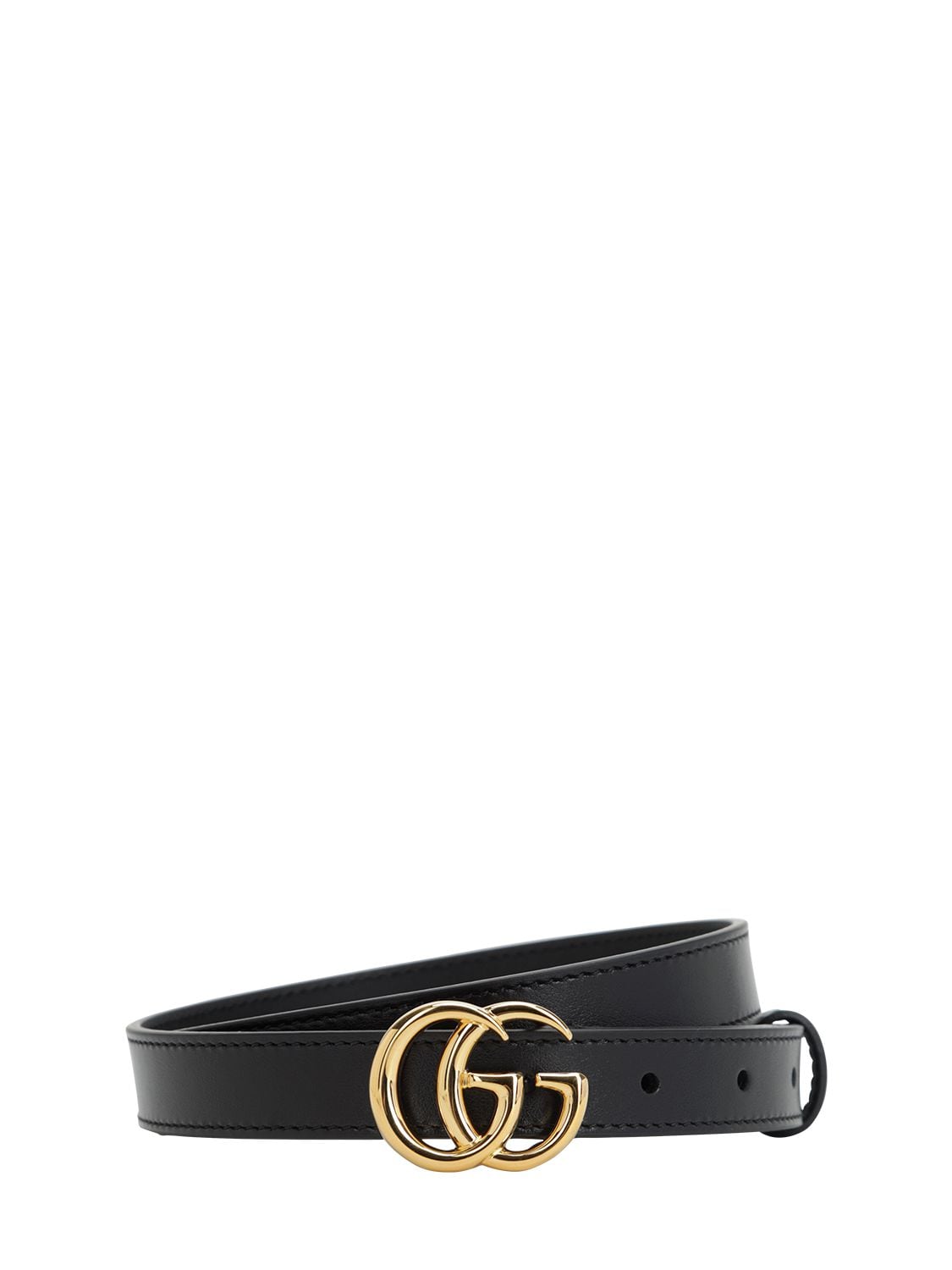 Gucci 2cm Gg Marmont Shiny Leather Belt In Black