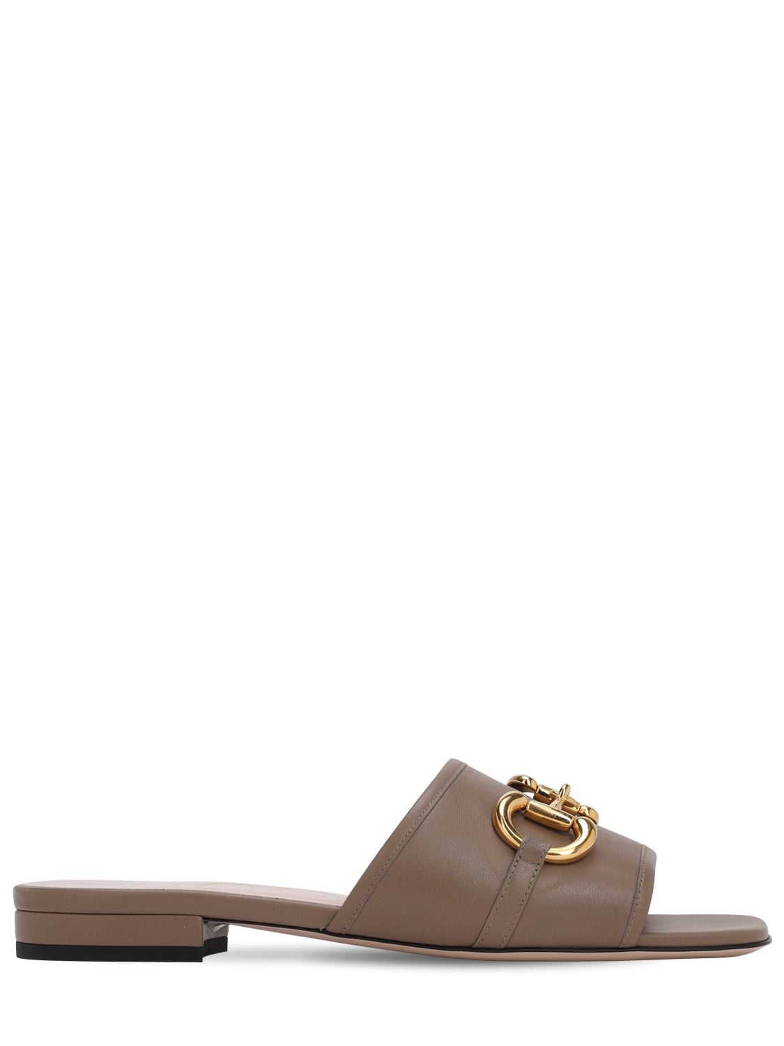Gucci 10mm Deva Leather Sandals In Taupe