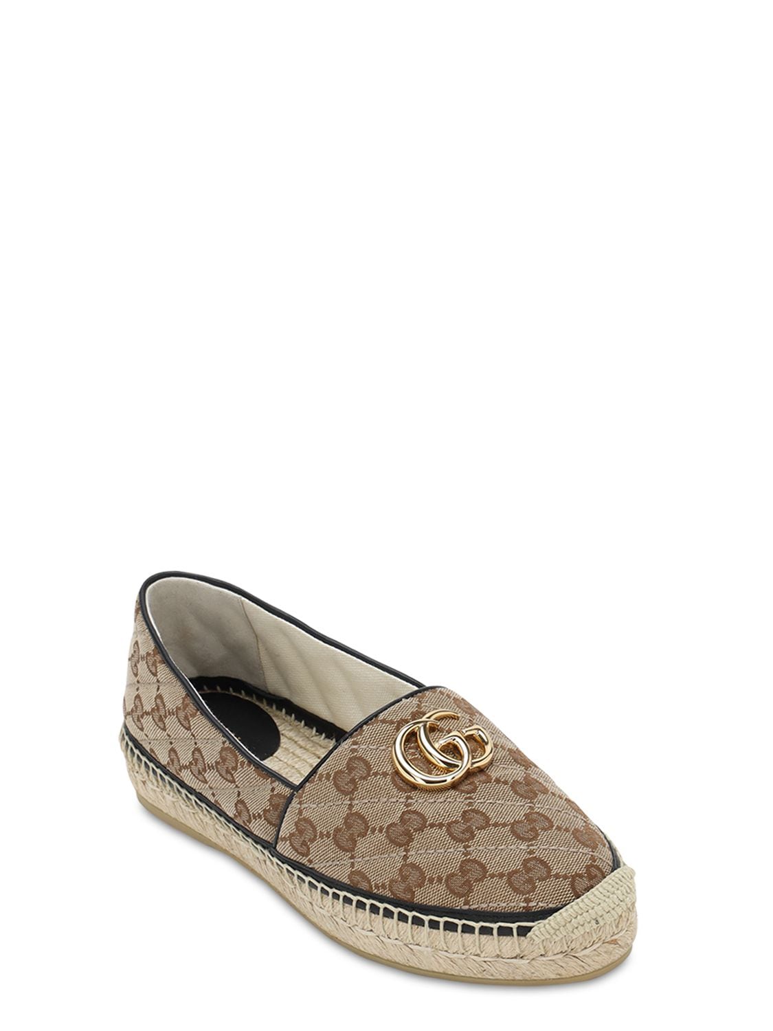 Shop Gucci 20mm Pilar Quilted Canvas Espadrilles In Brown,black