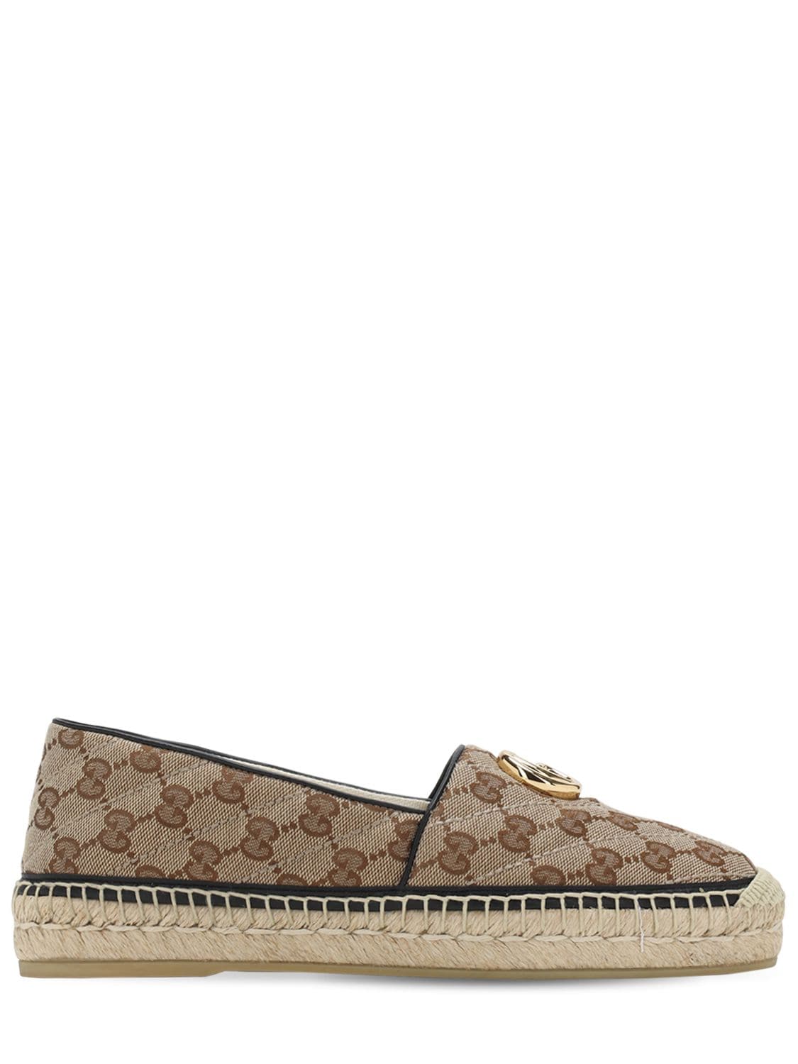 Shop Gucci 20mm Pilar Quilted Canvas Espadrilles In Brown,black