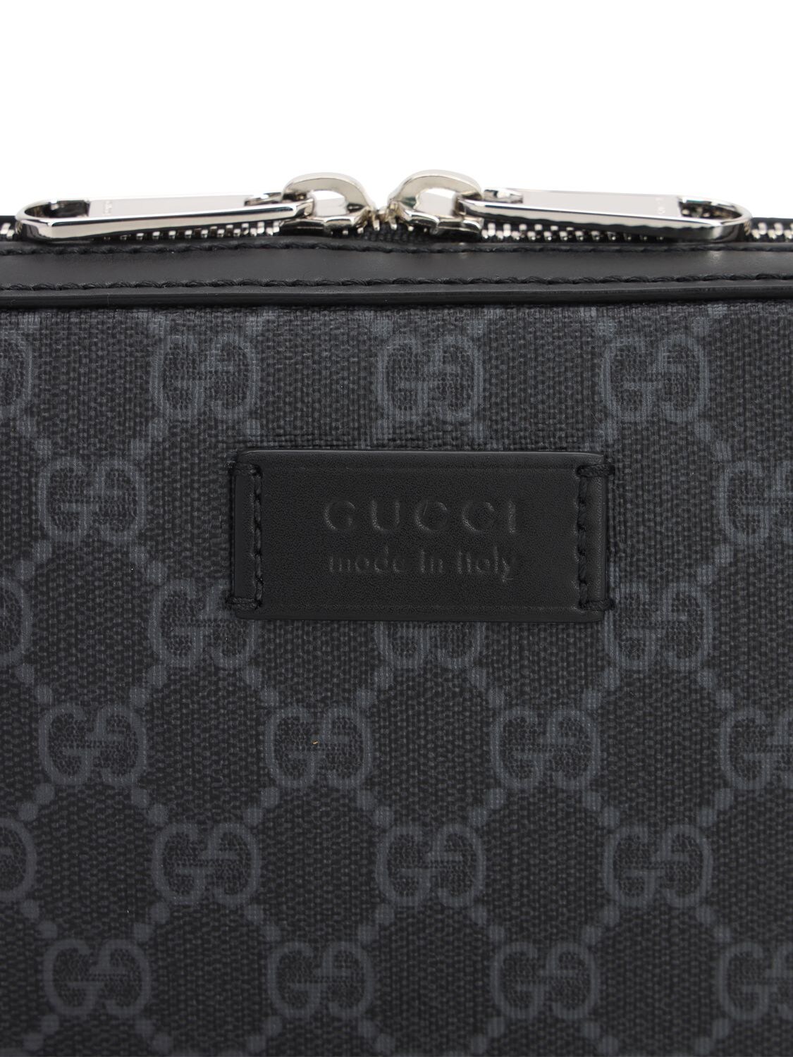 Gucci Gg Supreme Coated Canvas Pouch In Black,grey