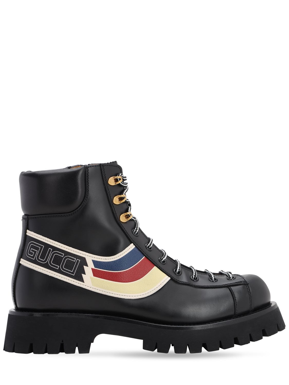 Gucci - 15mm leather lace-up army boots 