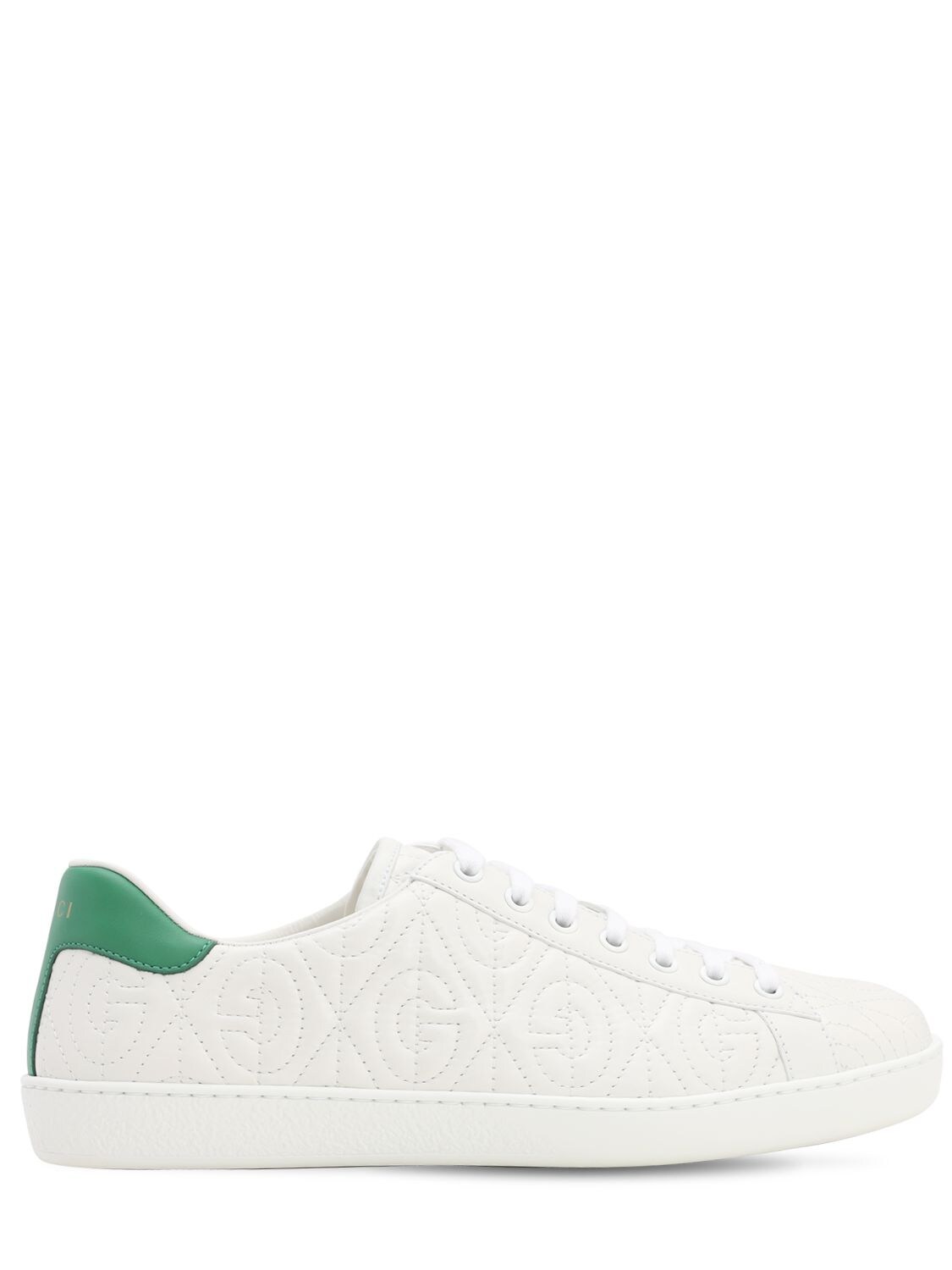 GUCCI NEW ACE G RHOMBUS LEATHER SNEAKERS,71IH0M020-OTA2MW2