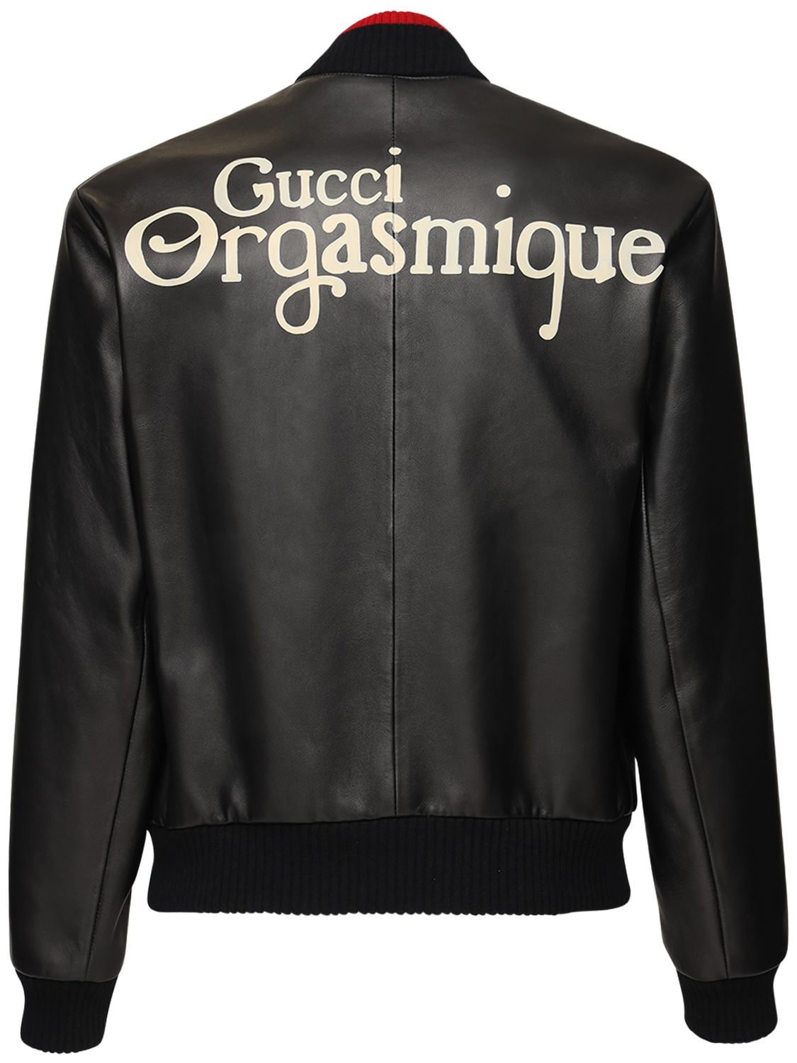 Gucci Orgasmique Soft Leather Bomber Jacket In Black