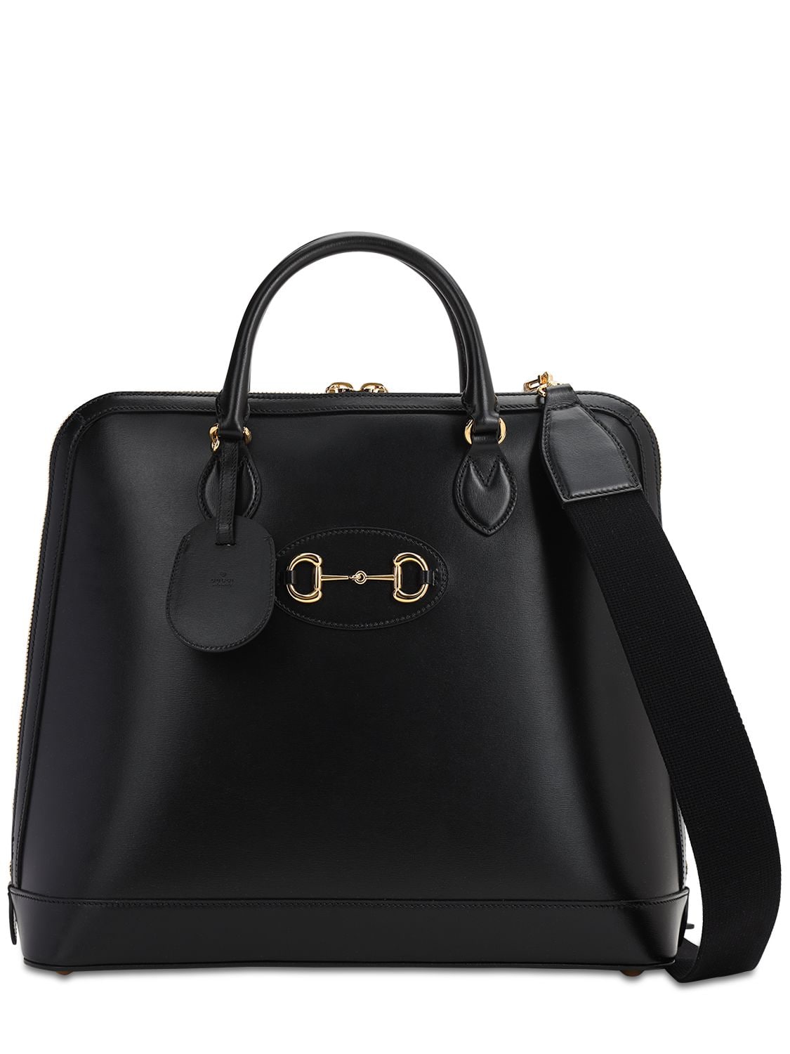 Gucci Horsebite Detail Leather Tote Bag In Black