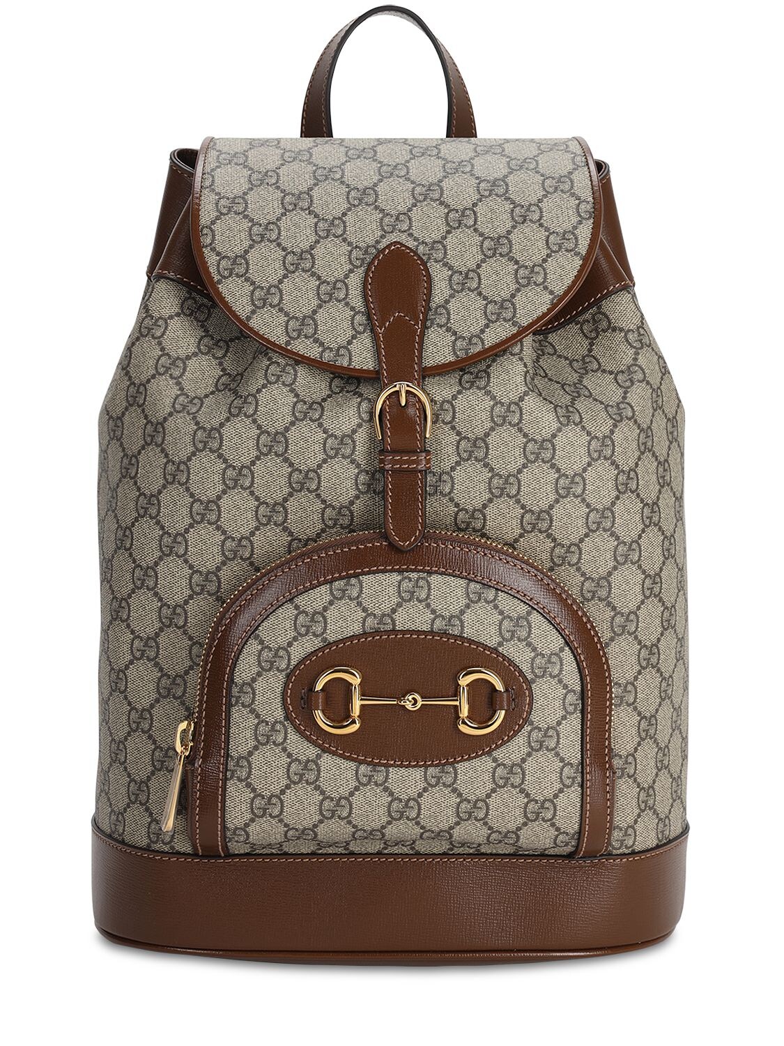 Gucci Gg Supreme Print Leather Trimmed Canvas Backpack in Brown for Men