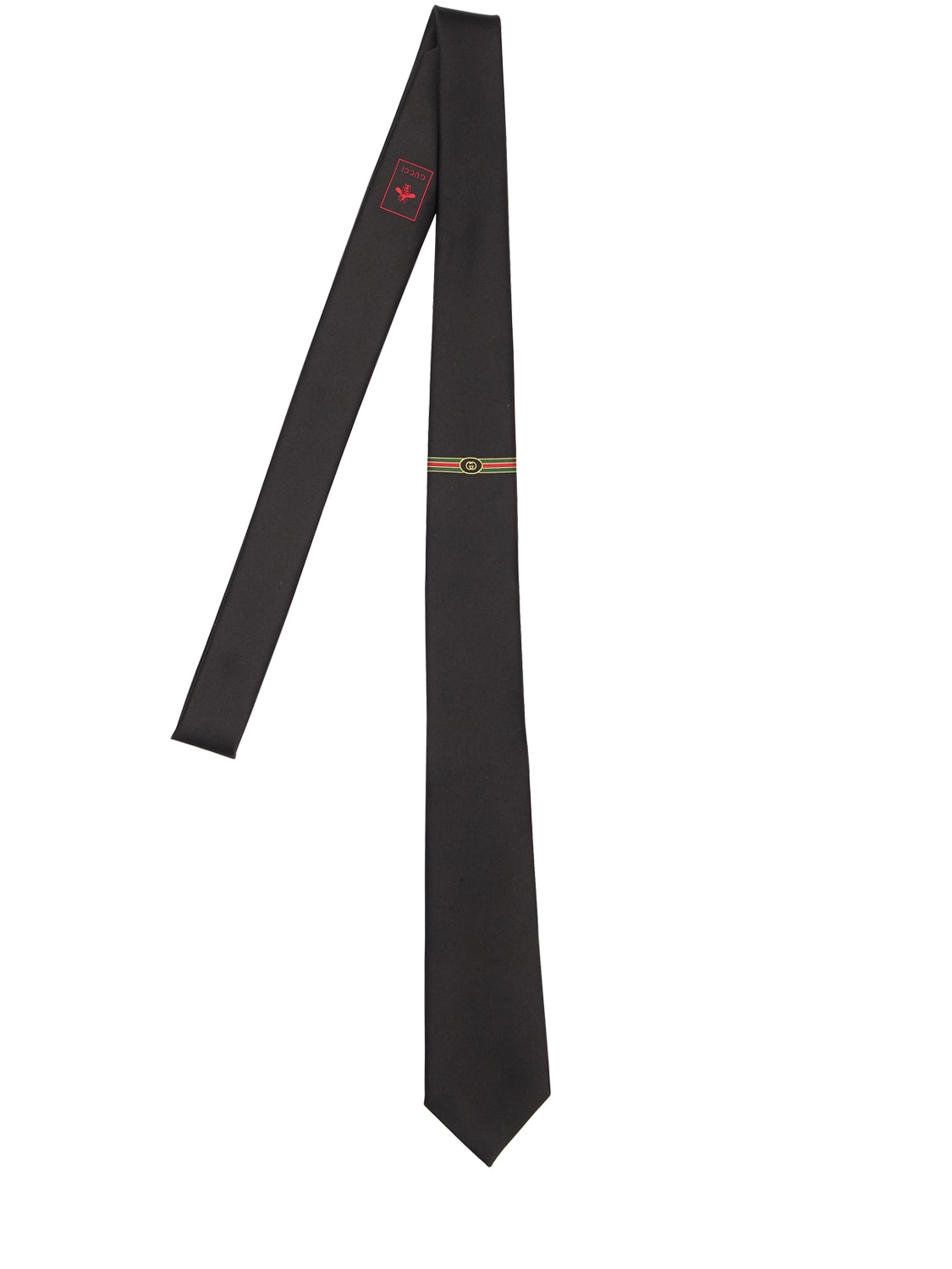 Gucci 7cm Logo Printed Silk Tie In Black