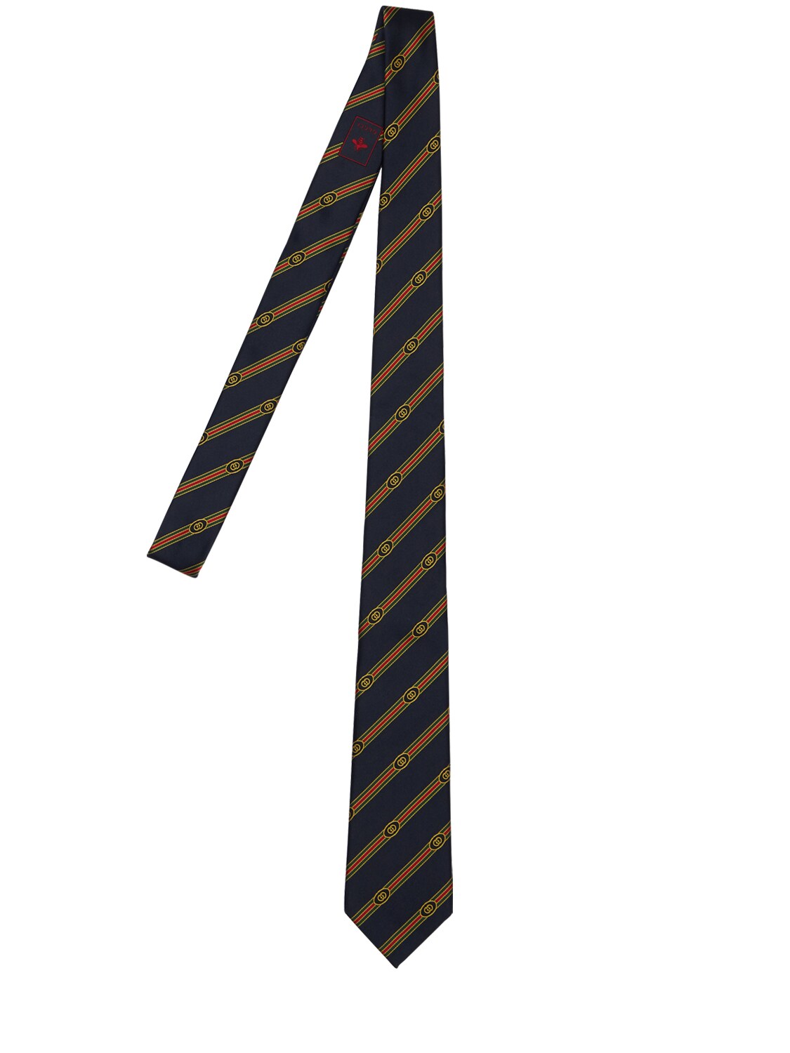 Gucci 7cm Logo Striped Jacquard Silk Tie In Blue,multi