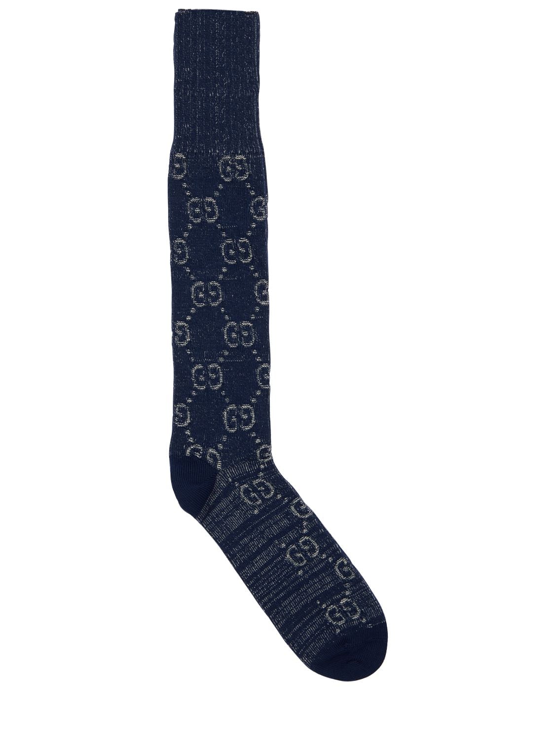 Gucci Logo-jacquard Cotton-blend Socks In Navy,white