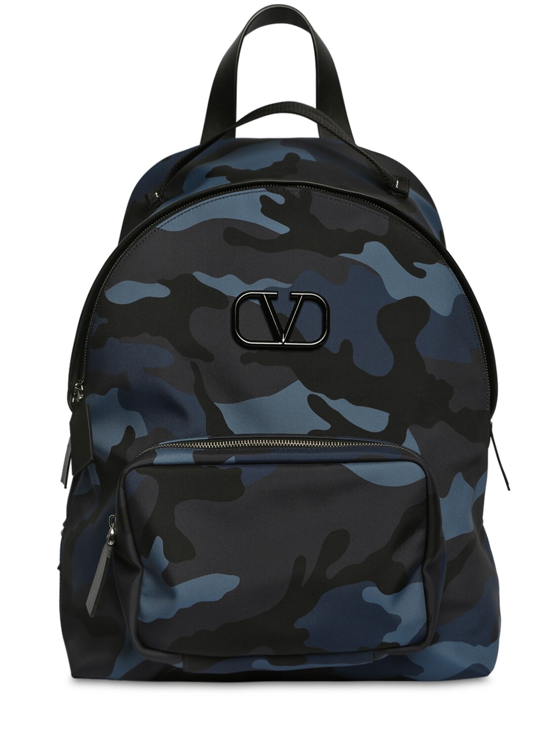 Valentino Garavani Camo Print Tech Nylon Backpack In Blue