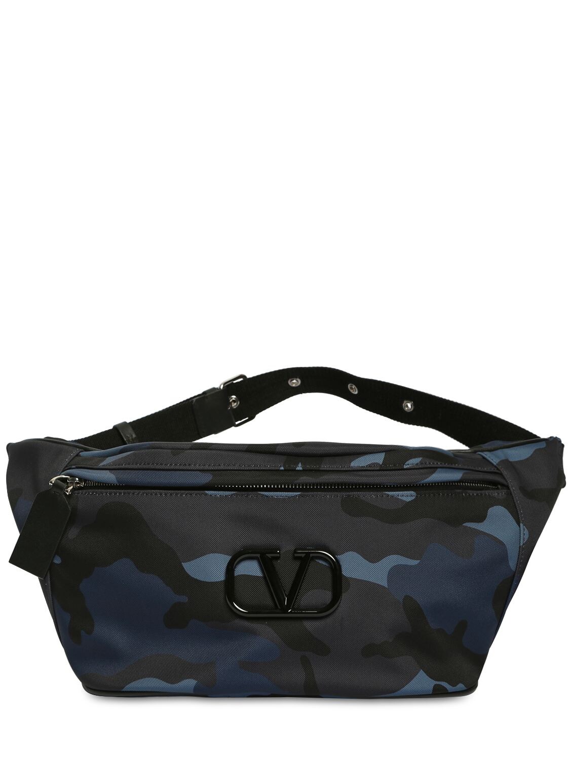 Valentino Garavani Camo Print Tech Nylon Belt Bag In Blue