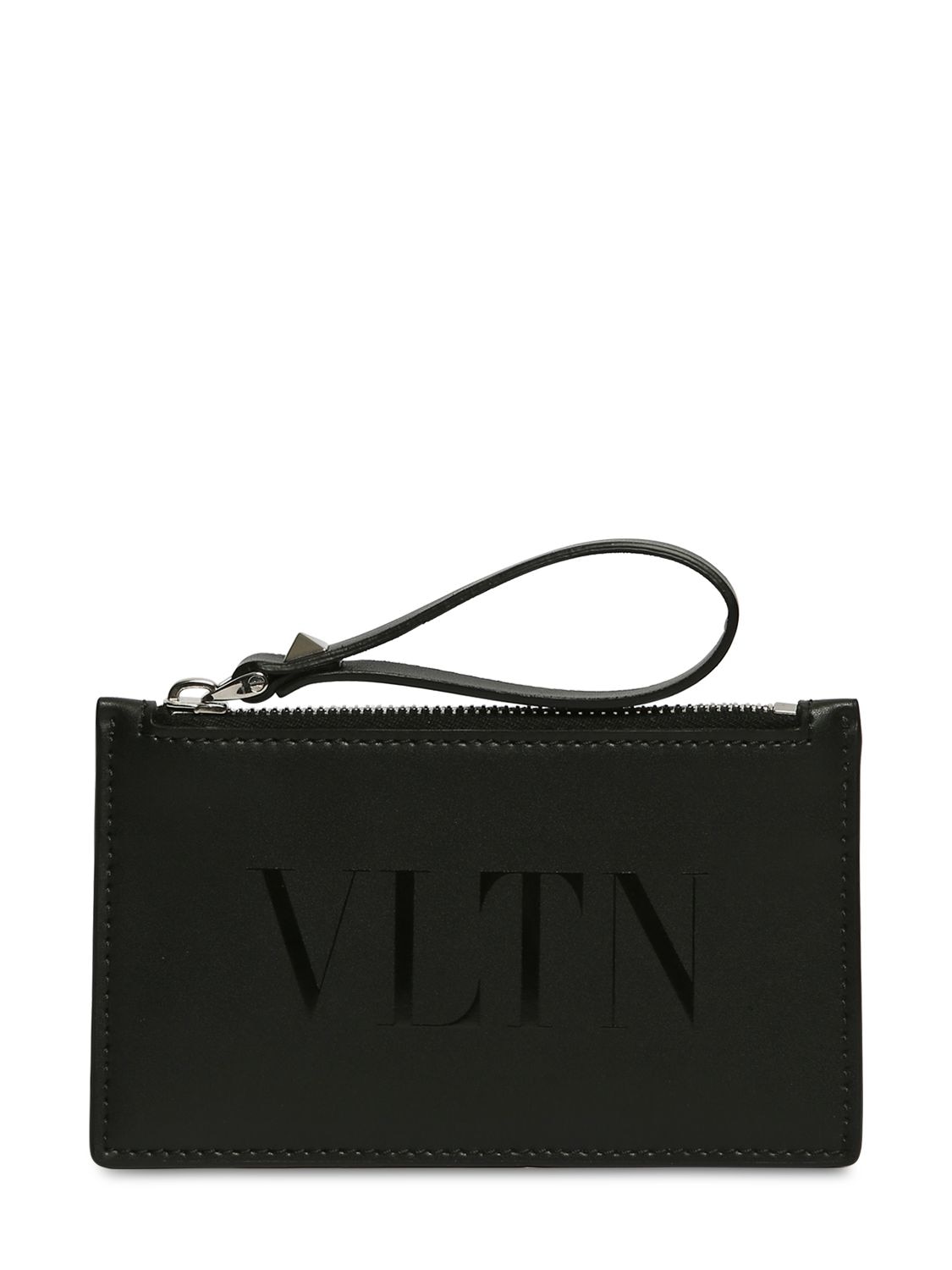 Valentino Garavani Vltn Logo Leather Card Holder In Black