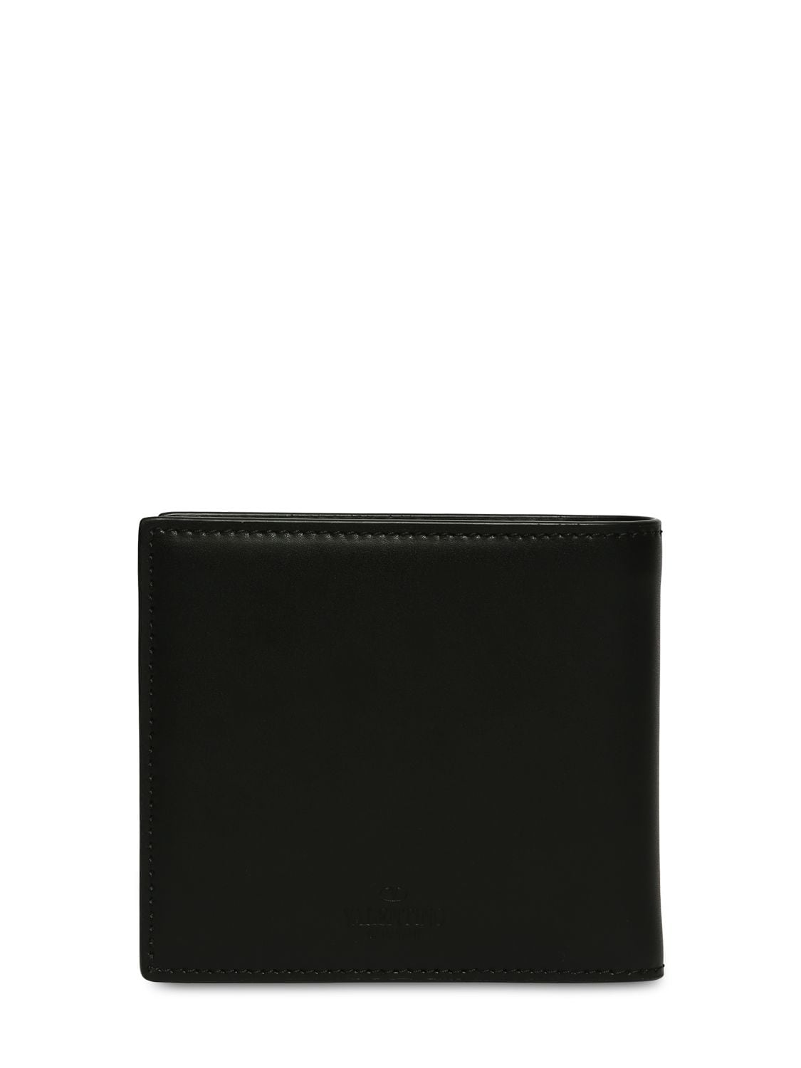 Shop Valentino Vltn Logo Leather Card Holder In Black