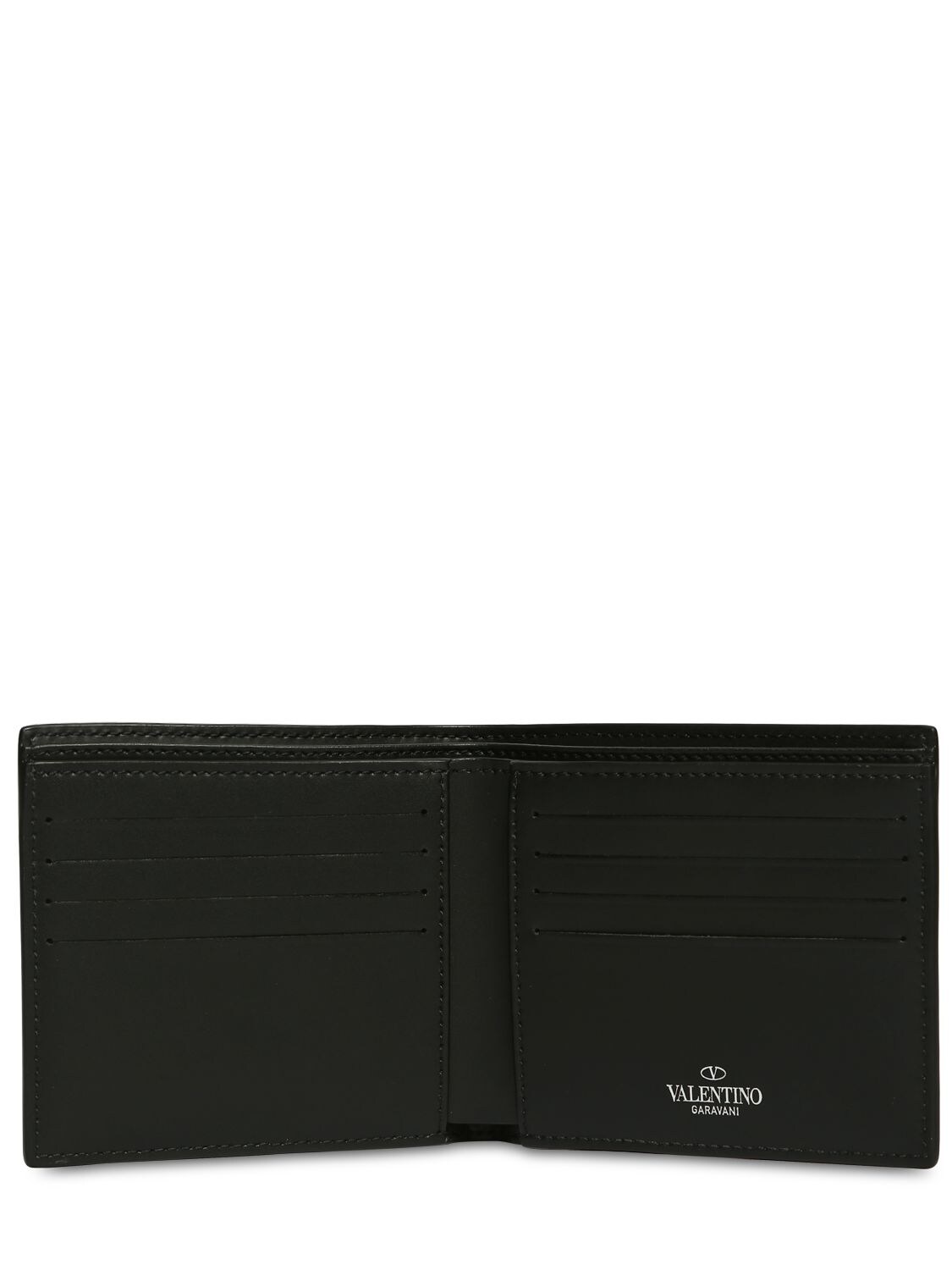 Shop Valentino Vltn Logo Leather Card Holder In Black