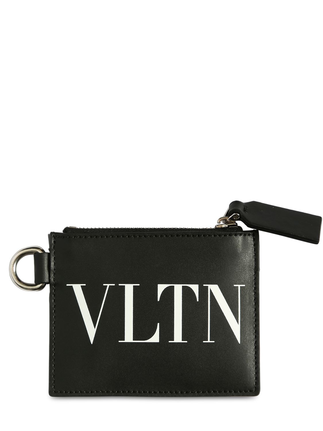 Valentino Garavani Logo Leather Wallet W/ Strap In Black