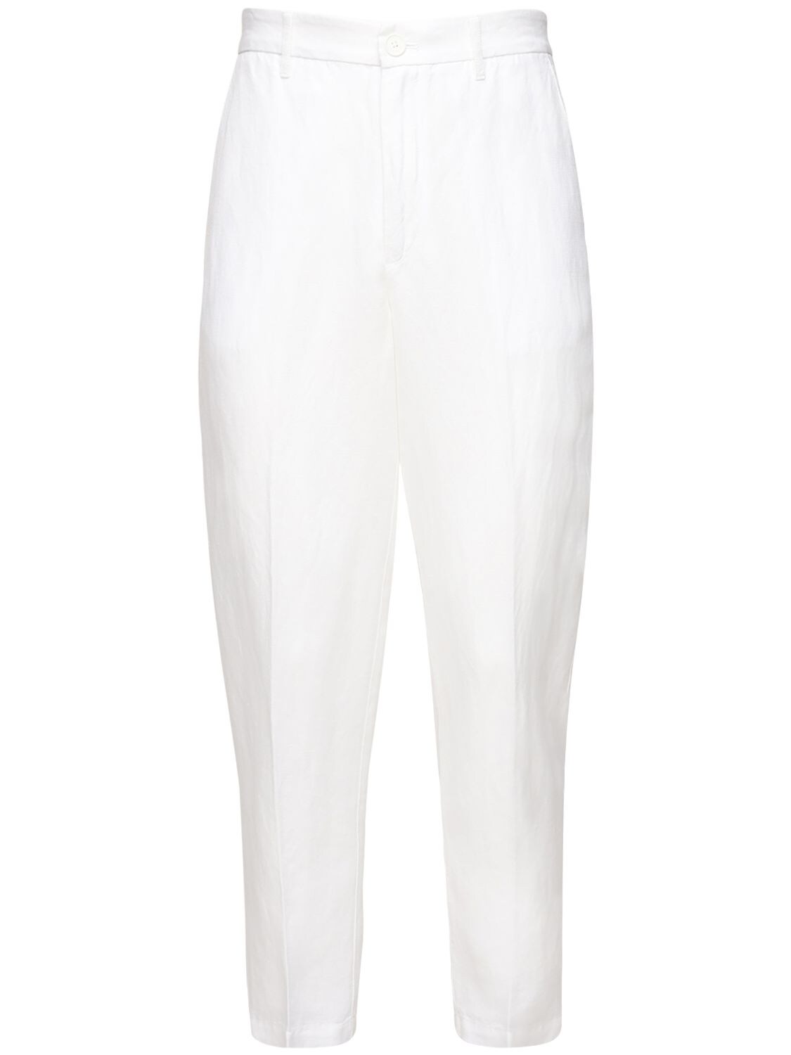 Armani Exchange Linen & Viscose Pants In White