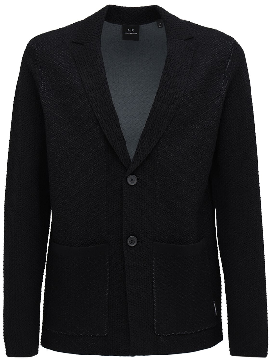 Armani Exchange Cotton Knit Blazer In Black