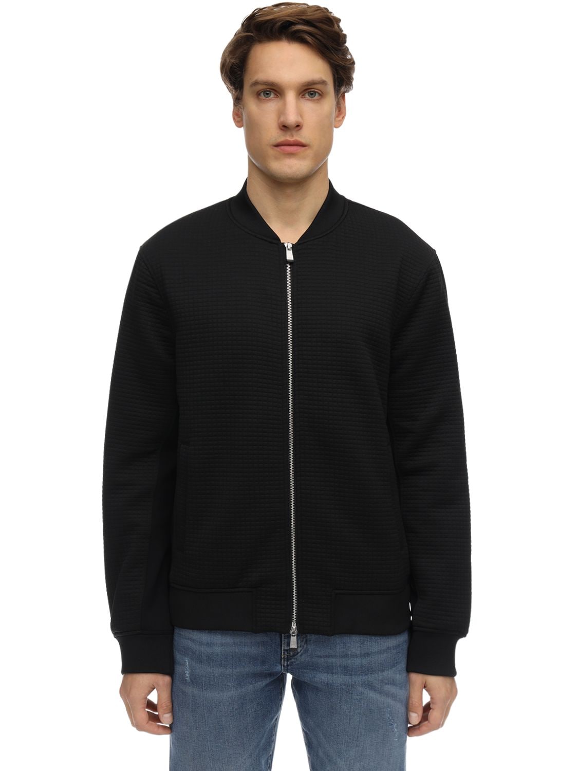 Armani Exchange Stretch Quilted Jacket In Black
