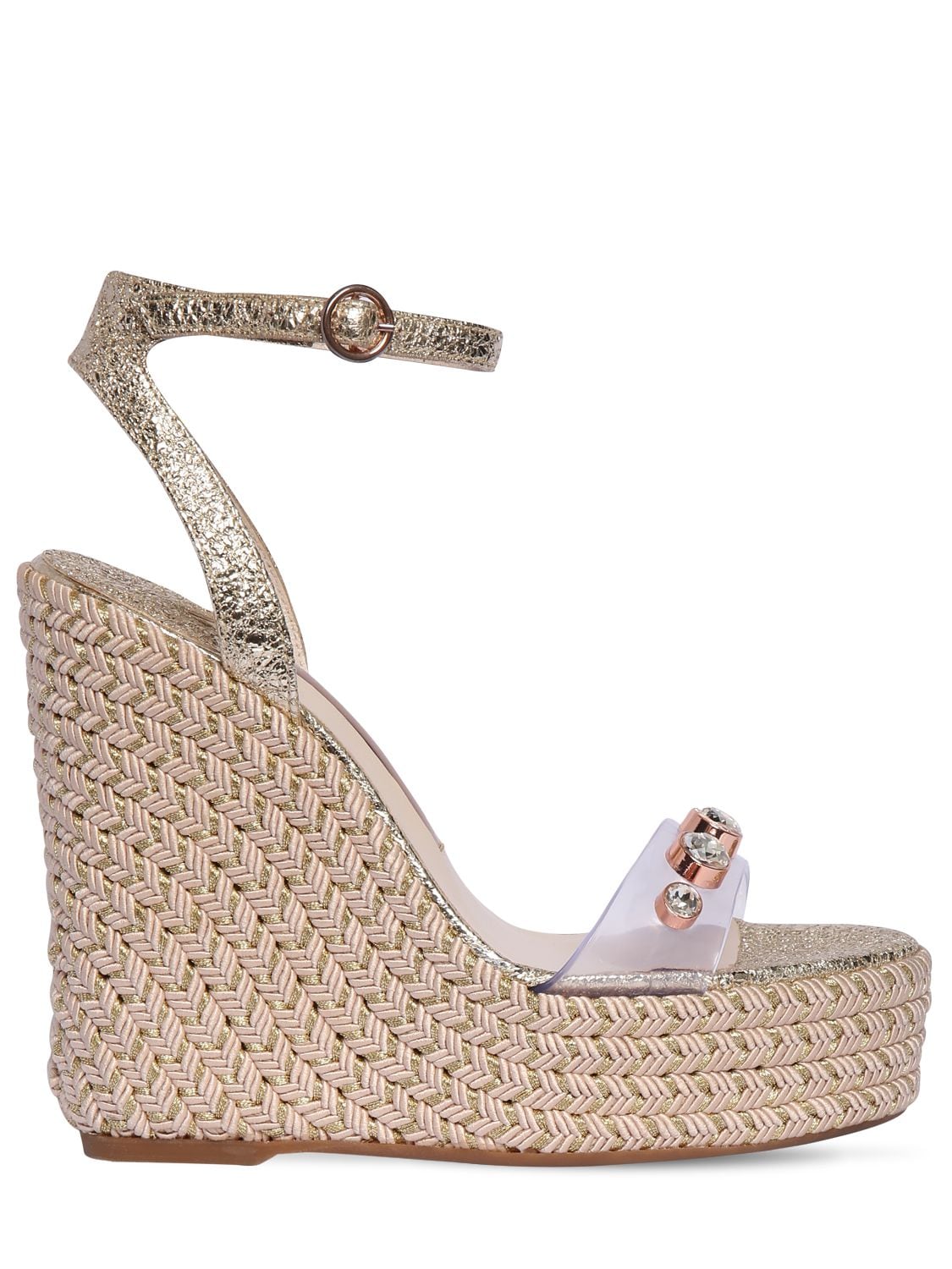 Sophia Webster 140mm Dina Plexi & Leather Wedges In Gold