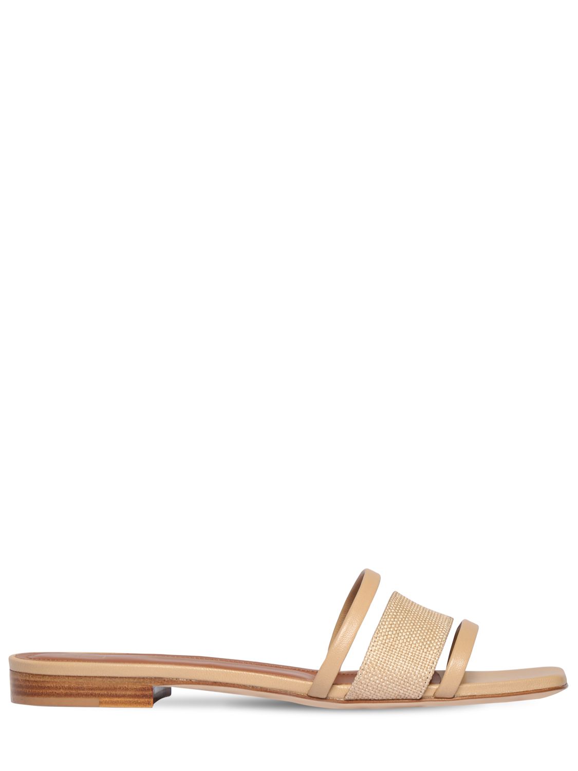 Sandali In Pelle E Rafia 10mm