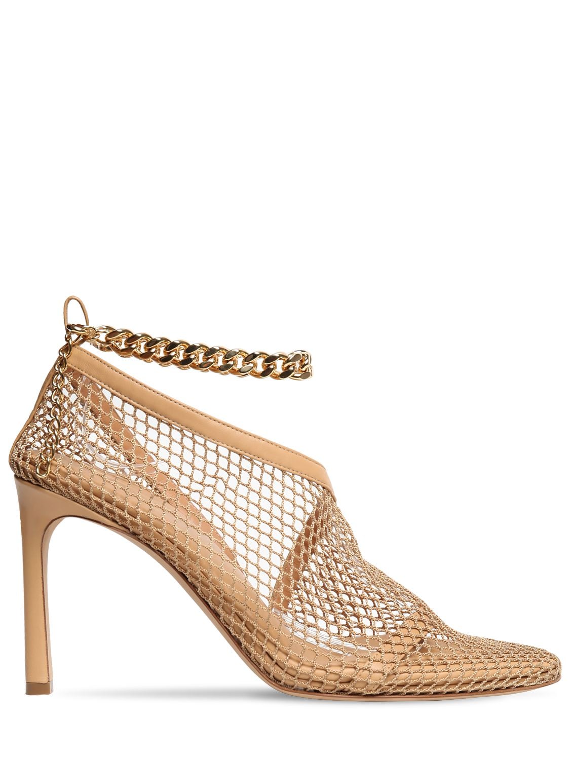 BOTTEGA VENETA 95MM MESH PUMPS W/ ANKLE CHAIN,71II8B003-OTCXNW2