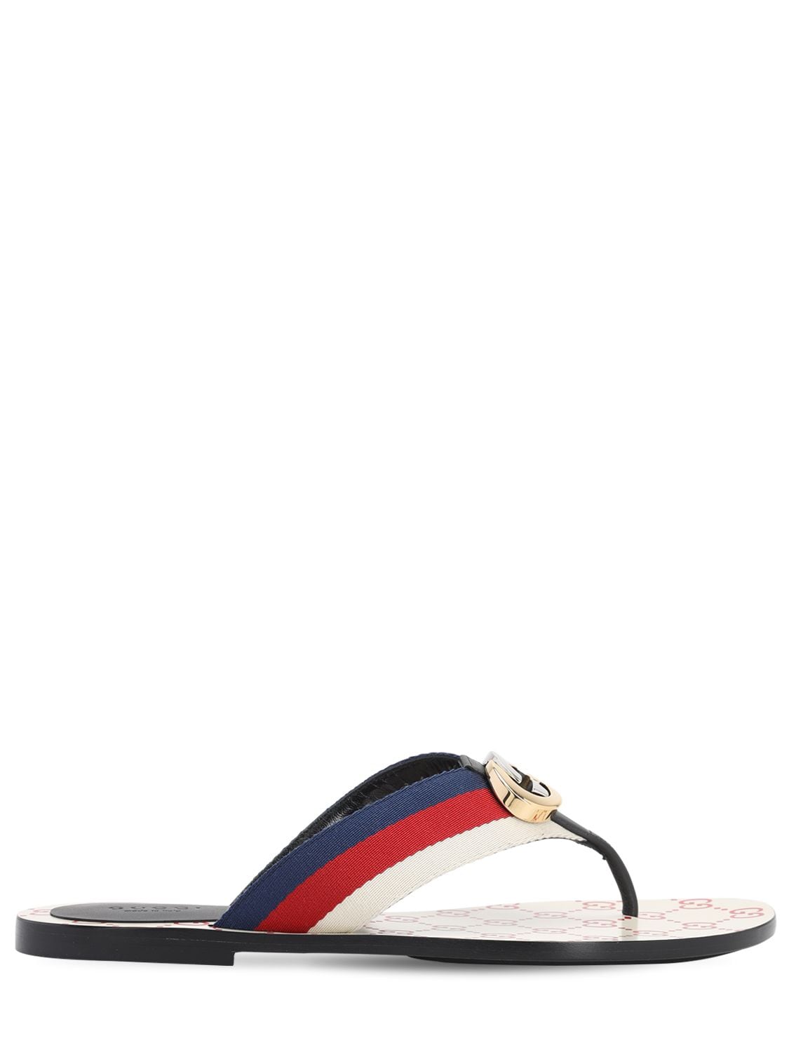 Gucci 10mm Nylon Thong Flats In White,red