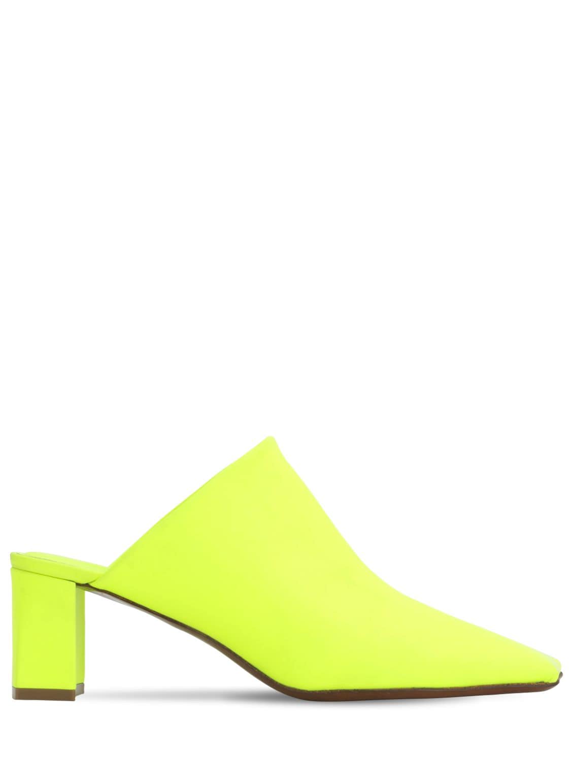 Vetements 60mm Boomerang Patent Leather Mules In Yellow