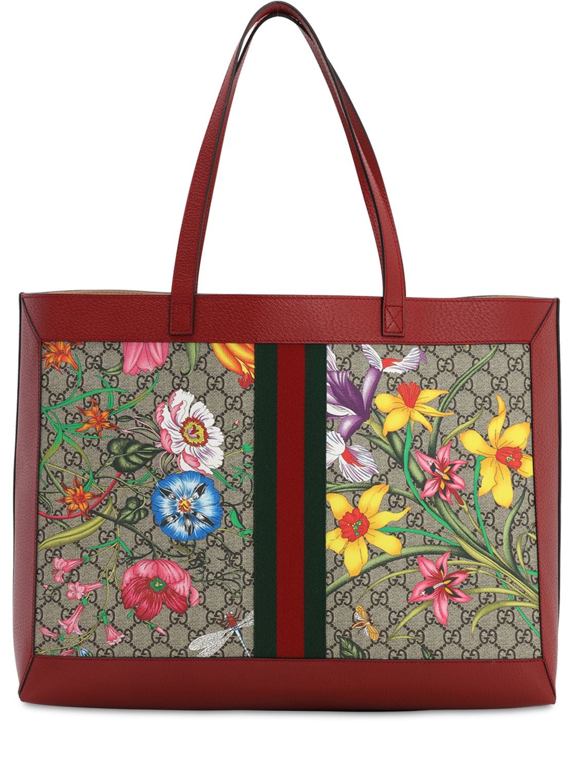 Gucci Ophidia Medium Gg Flora Tote Bag In Beige | ModeSens