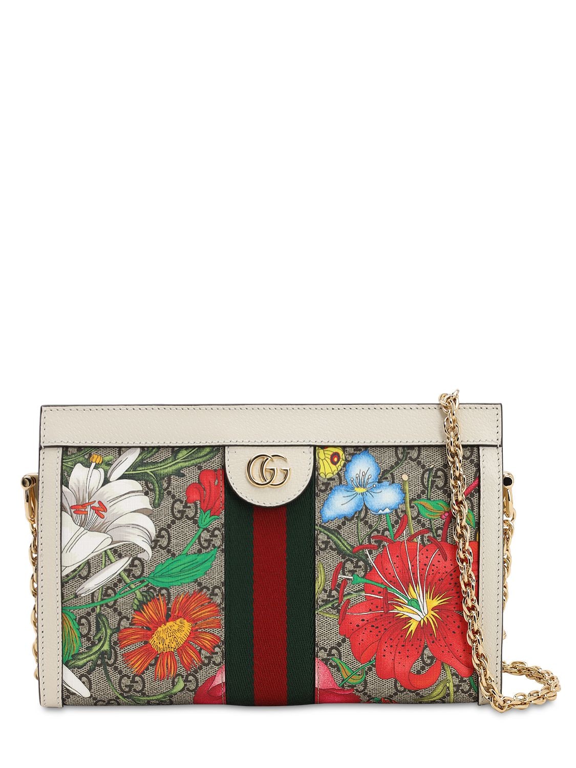Gucci Flora Gg Supreme Chain Shoulder Bag In Ggsupreme Flora