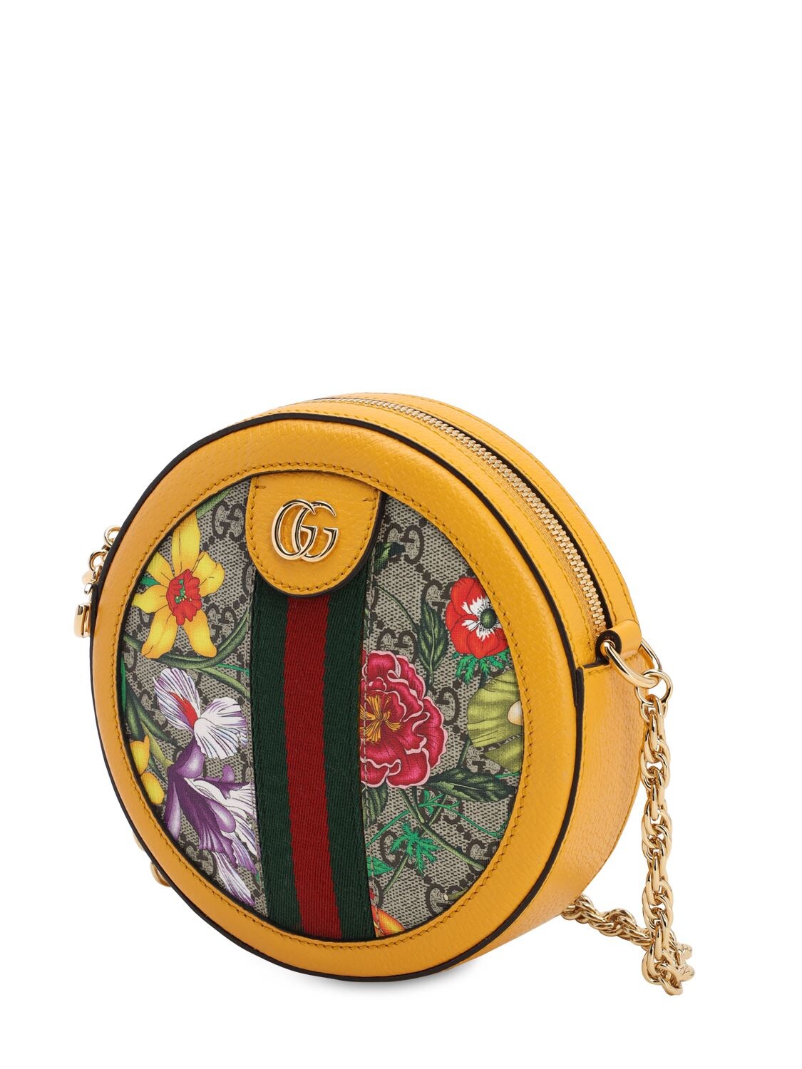 Gucci Mini Ophidia Floral Gg Supreme Canvas Crossbody Bag In Beige | ModeSens