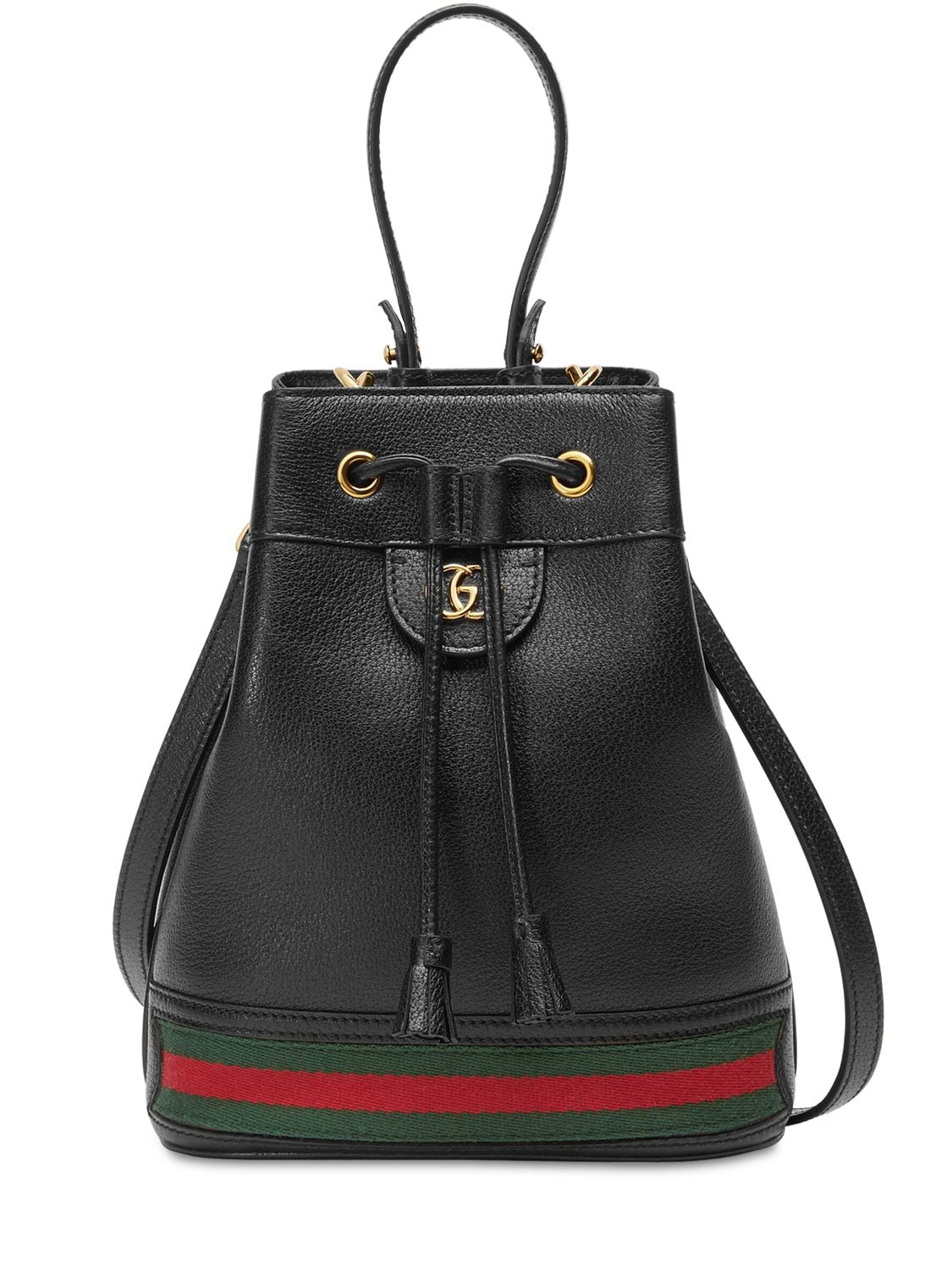 Gucci Ophidia Leather Bucket Bag In Black