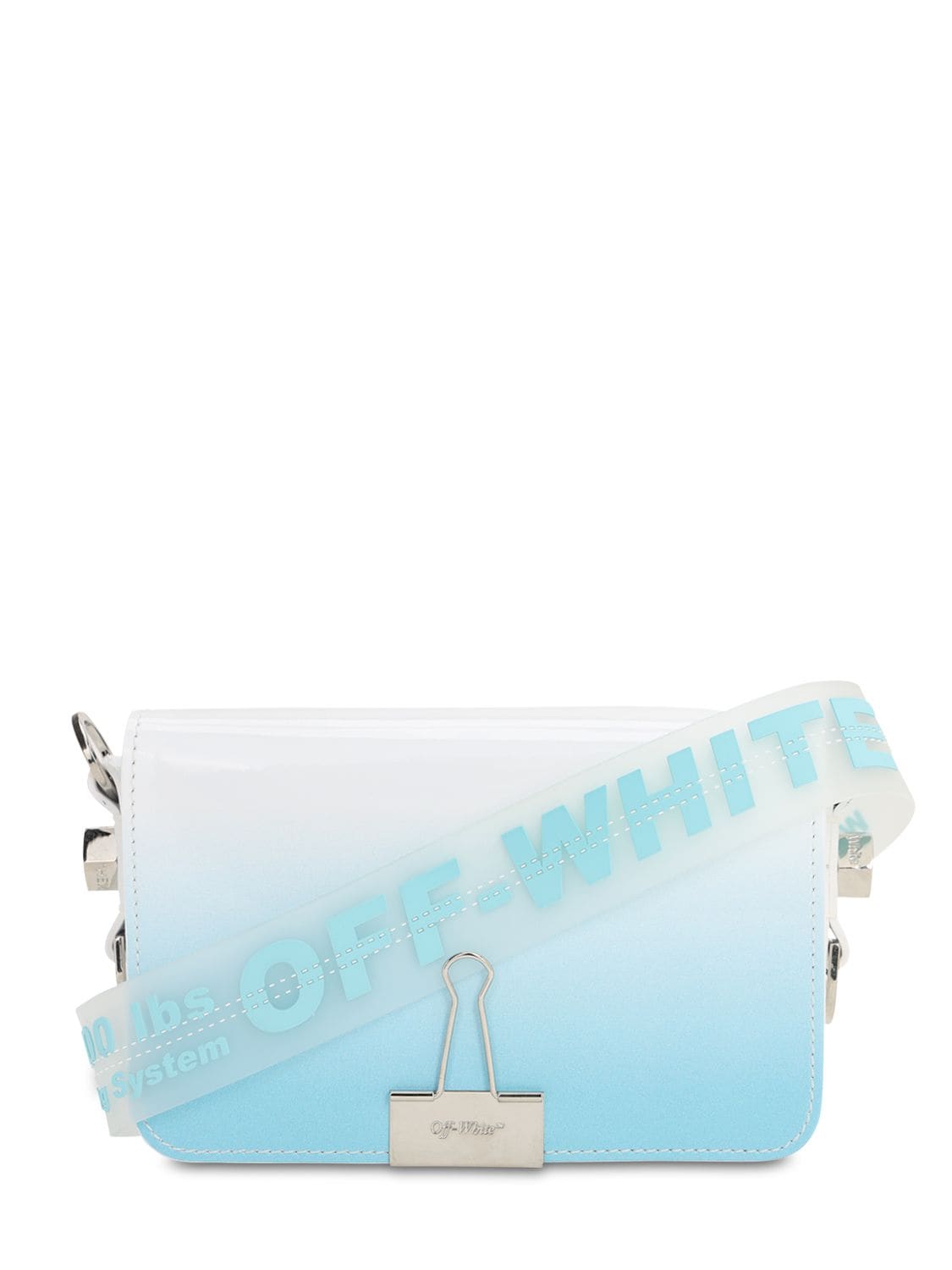 Off-white Mini Binder Clip Degradé Leather Crossbody Bag In Light Blue | ModeSens