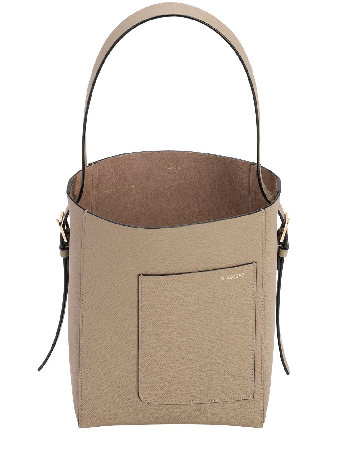 Shop Valextra Small Bucket Soft Grain Leather Tote Bag In Oyster