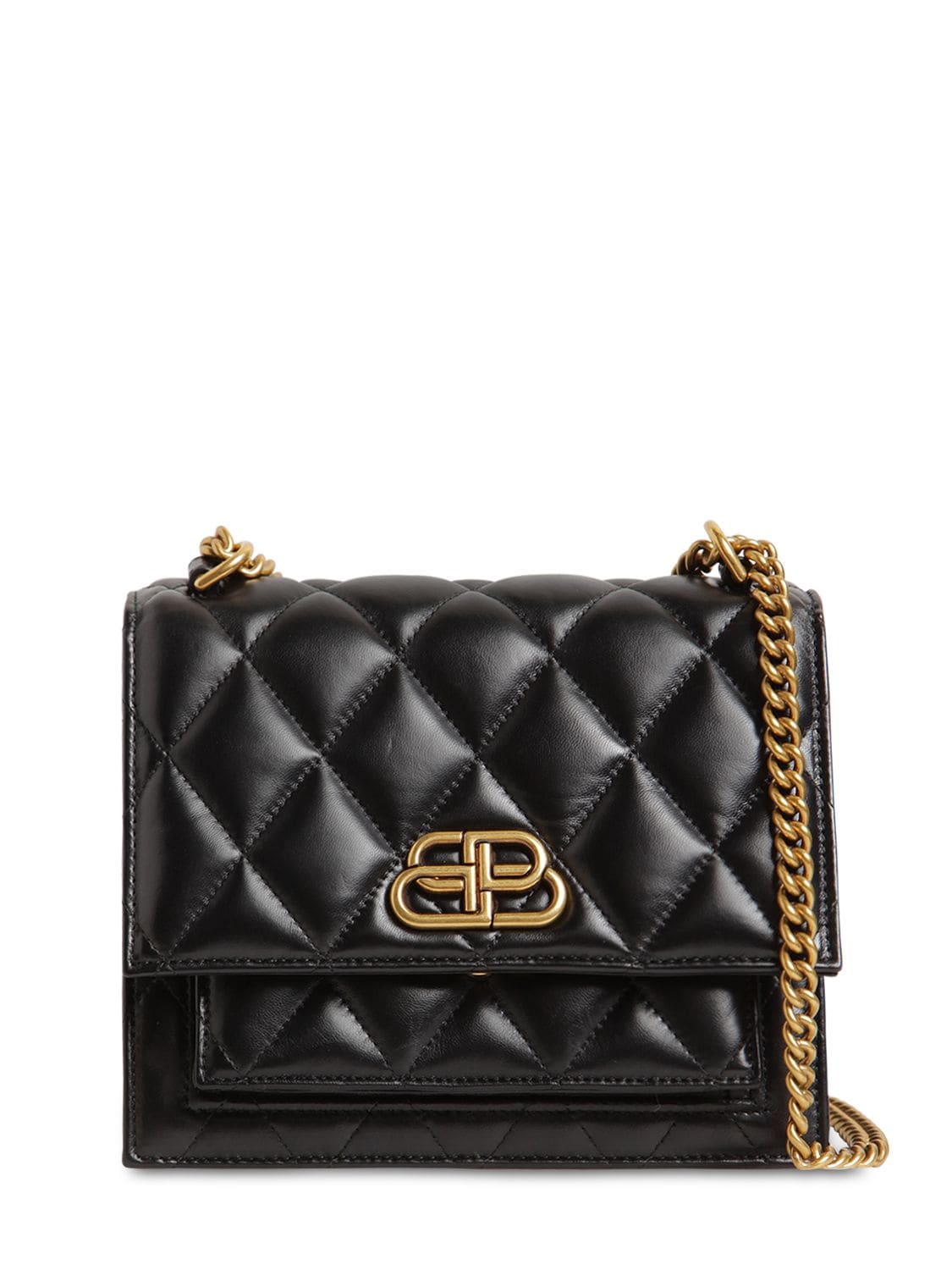 Balenciaga Sharp Small Quilted Shoulder Bag With Chain In Black | ModeSens