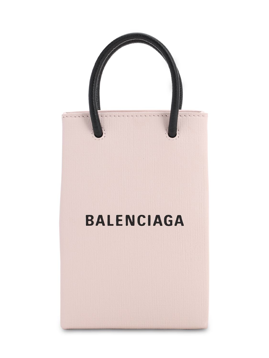 Balenciaga Phone Holder Shopping Bag In Light Rose Leather | ModeSens