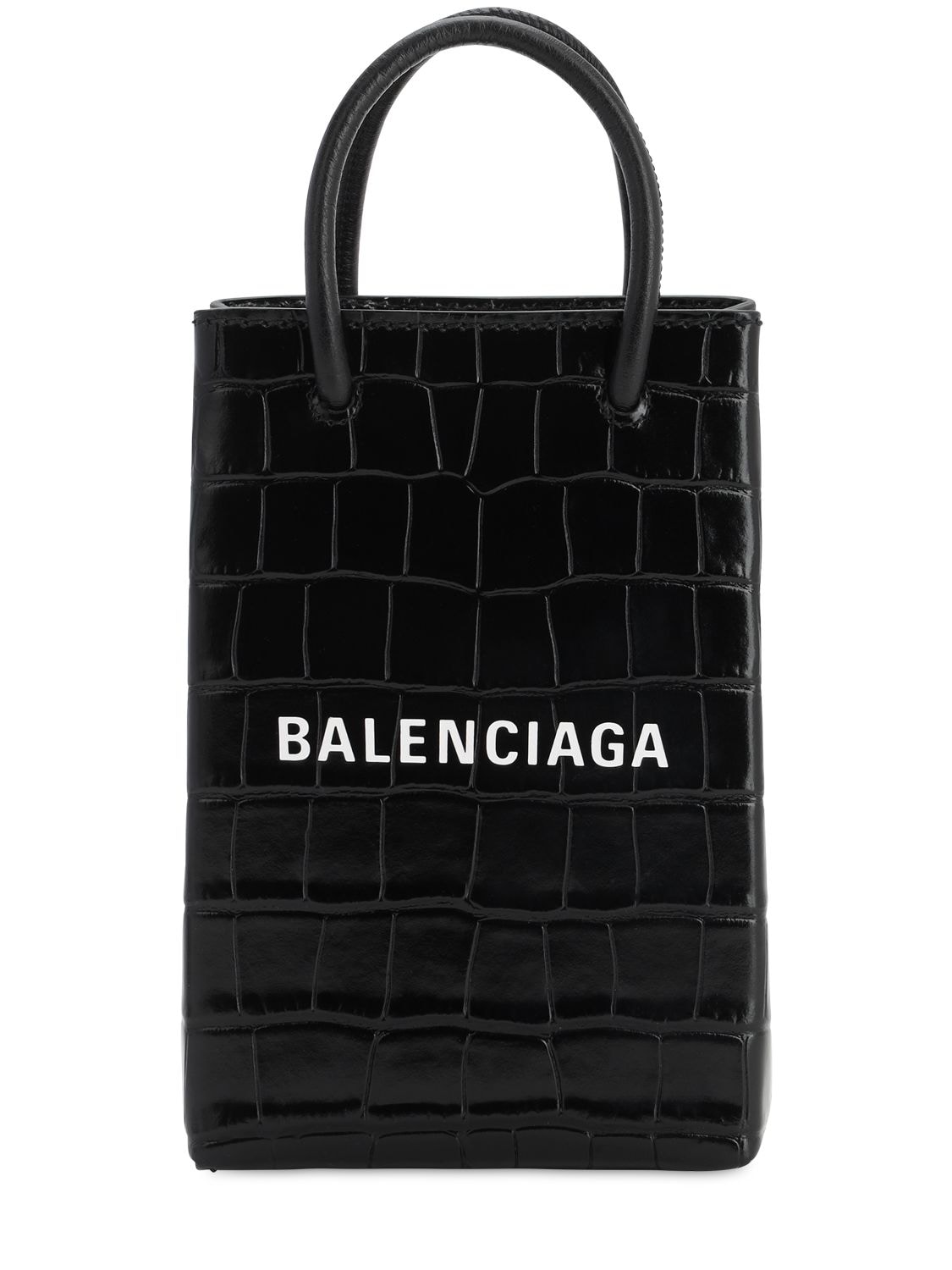 Shop Phone Croc Embossed Leather Bag – WOMEN > BAGS > TOP HANDLE BAGS