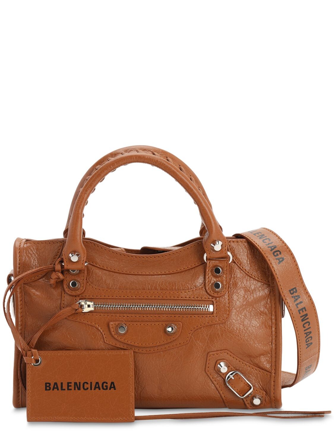 Balenciaga Mini Classic City Leather Bag In Camel,balck