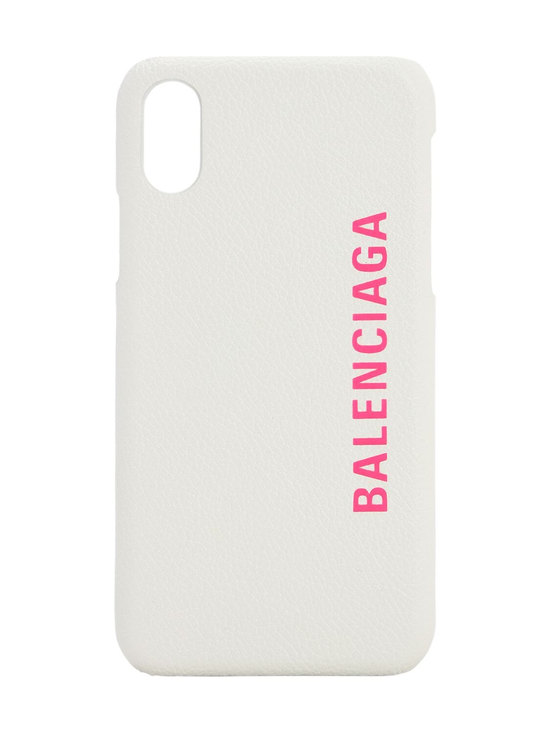 Balenciaga Cash Leather Iphone X Case In White,fuchsia