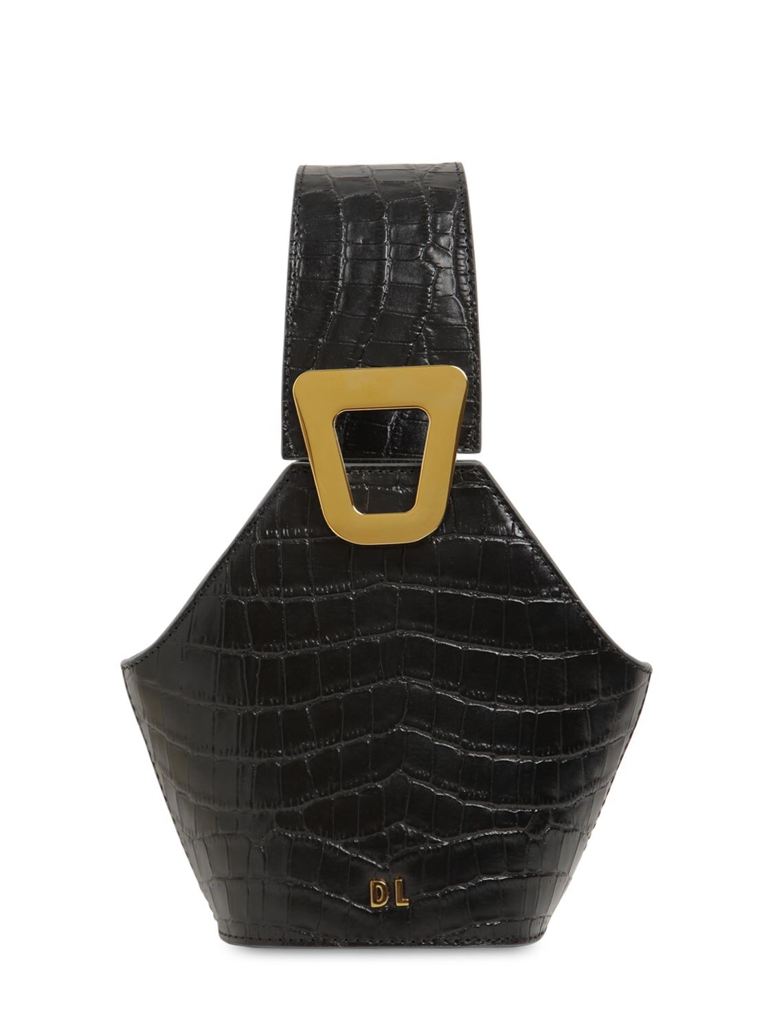 Danse Lente Xs Jhonny Croc Embossed Leather Bag In Black