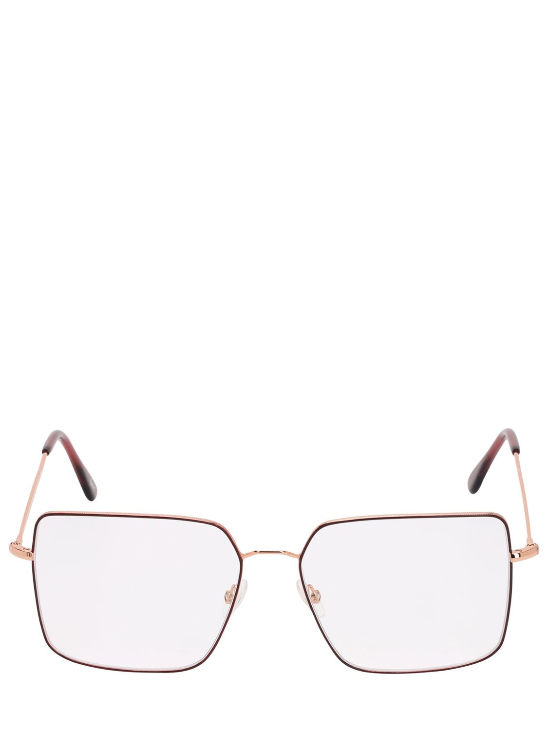Andy Wolf Squared Metal Optical Glasses In Rose Gold,clear