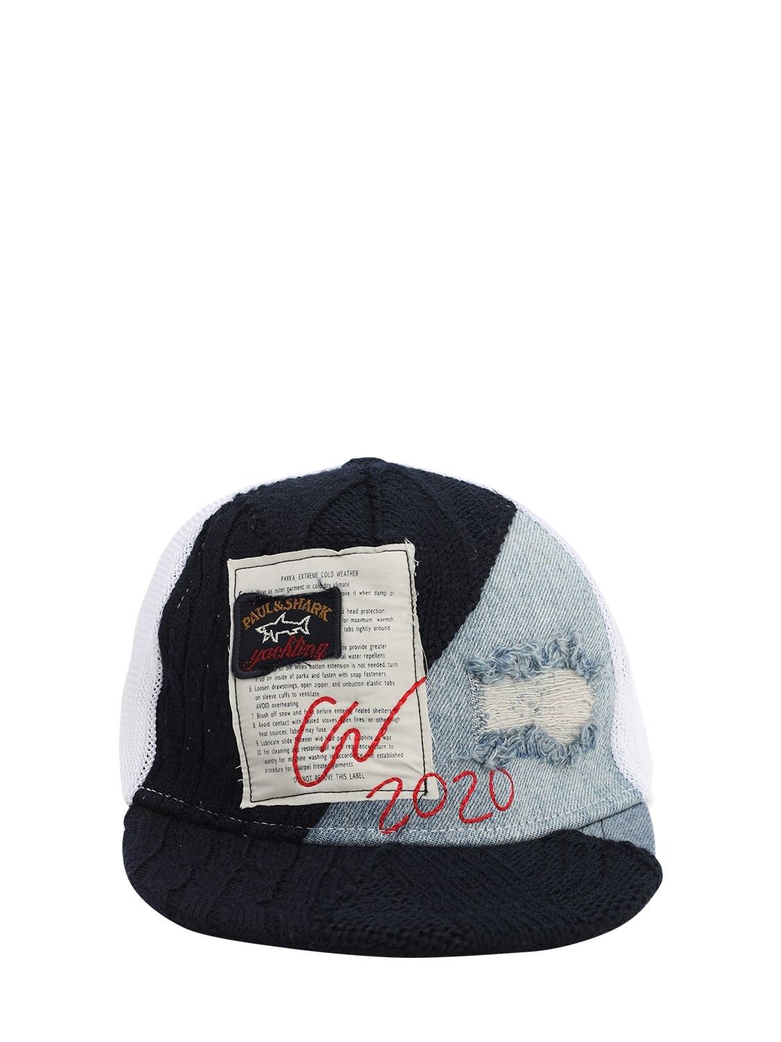 Paul & Shark X Greg Lauren Cotton & Denim Trucker Hat In Blue