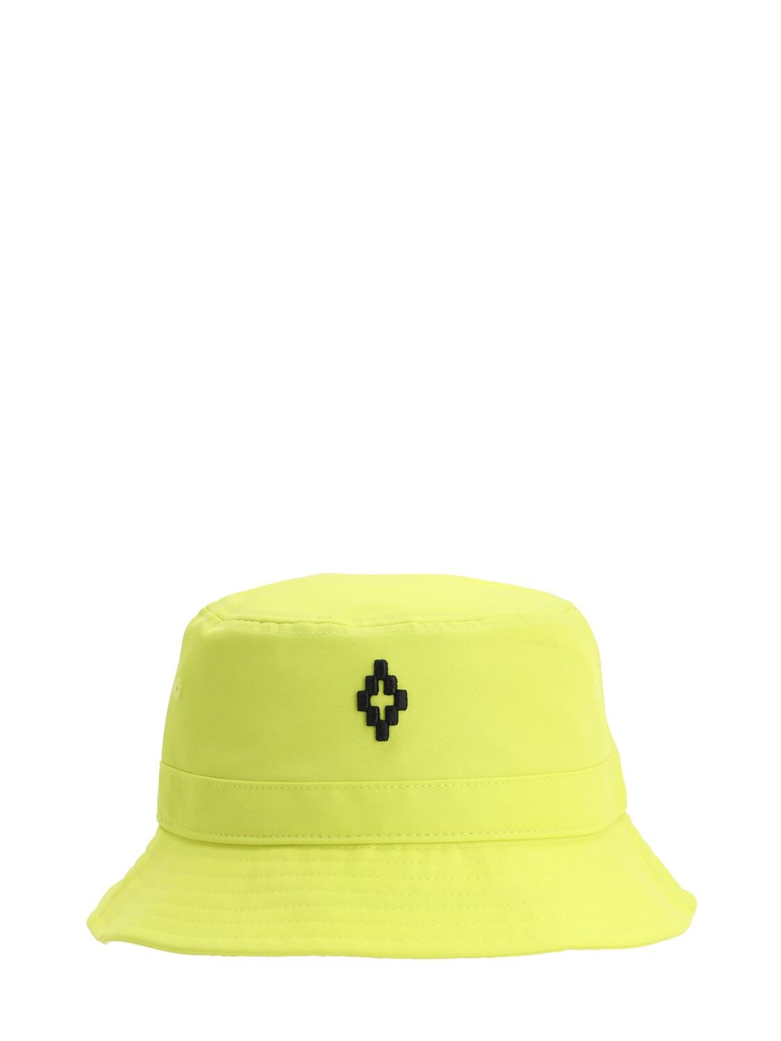 Marcelo Burlon County Of Milan Starter Logo Cross Canvas Bucket Hat In Lime Green