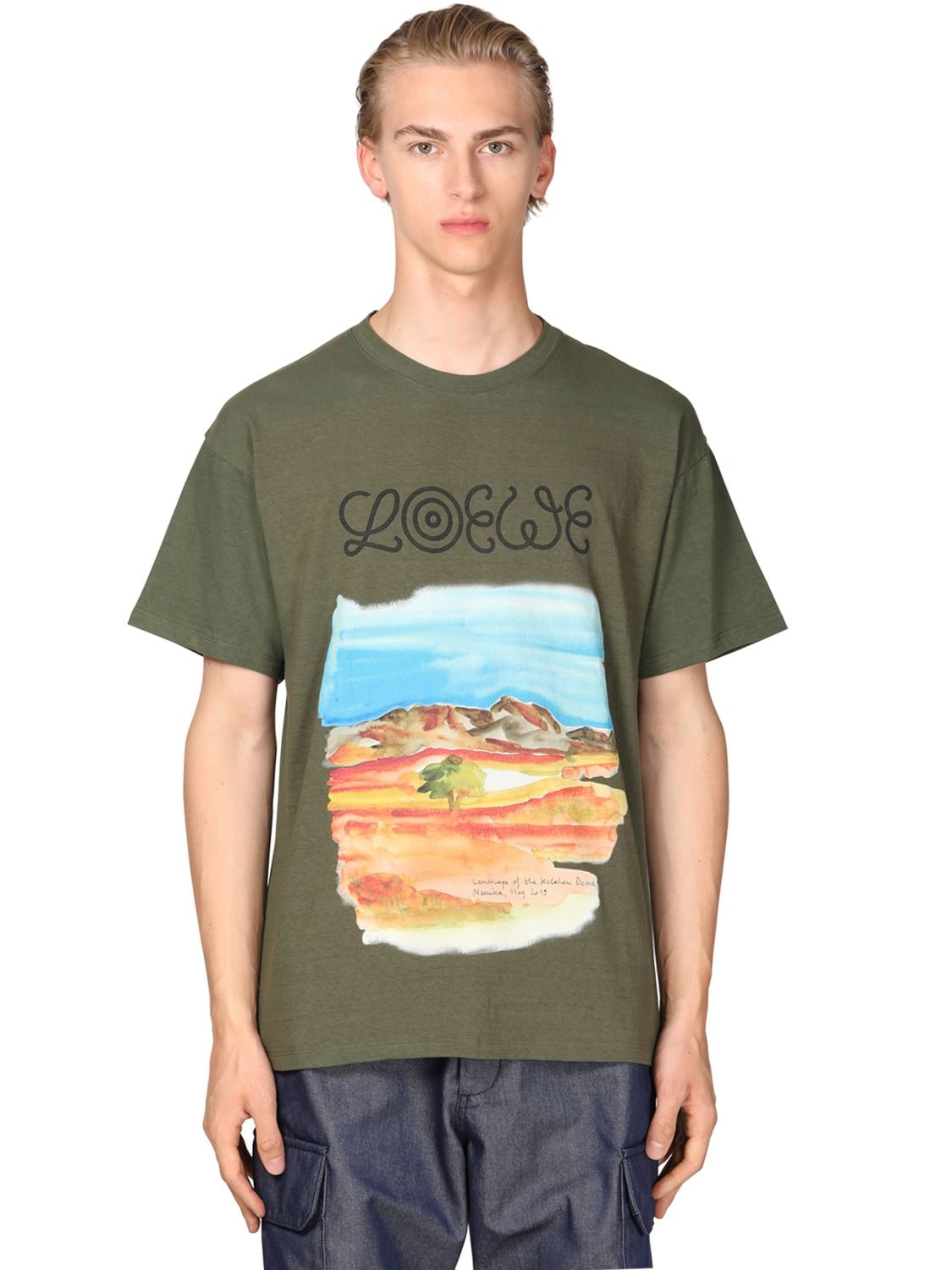 Loewe Watercolour-printed T-shirt In Green