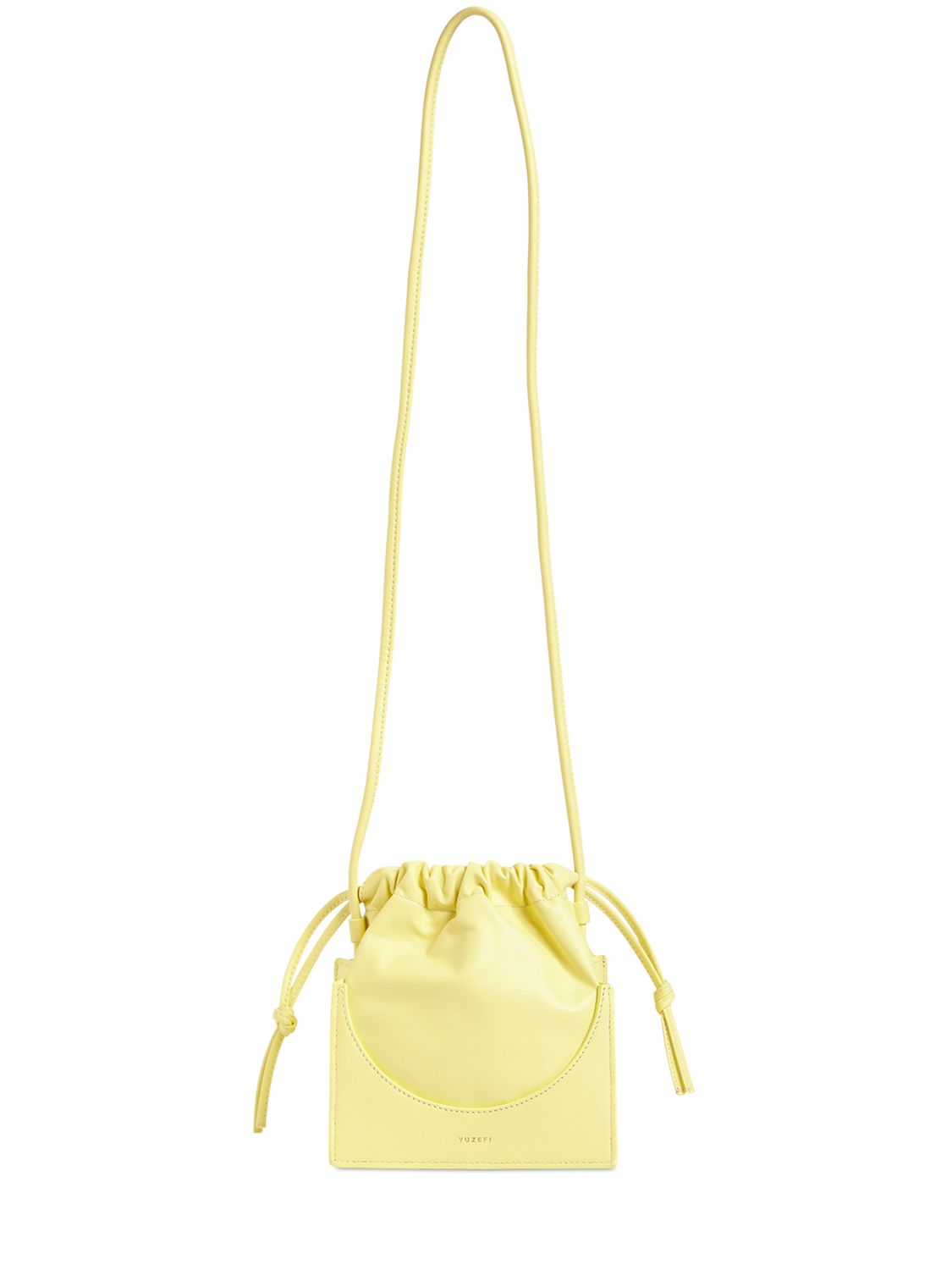 Yuzefi Pouchy Smooth Leather Top Handle Bag In Lemon